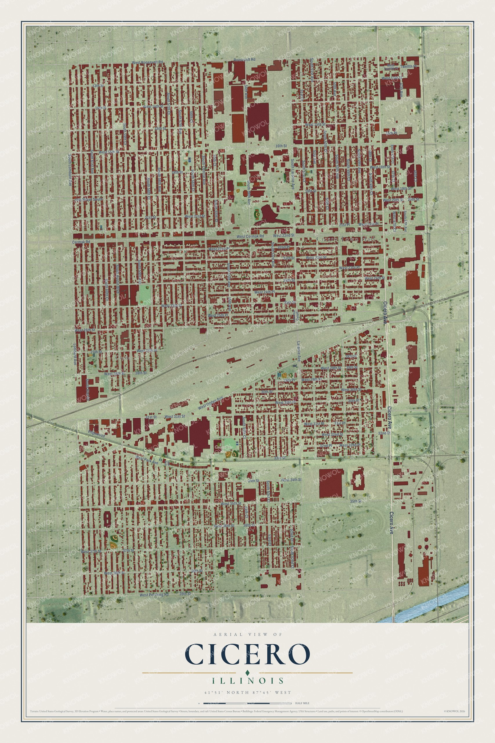 Watermarked full-map preview of Cicero, Illinois