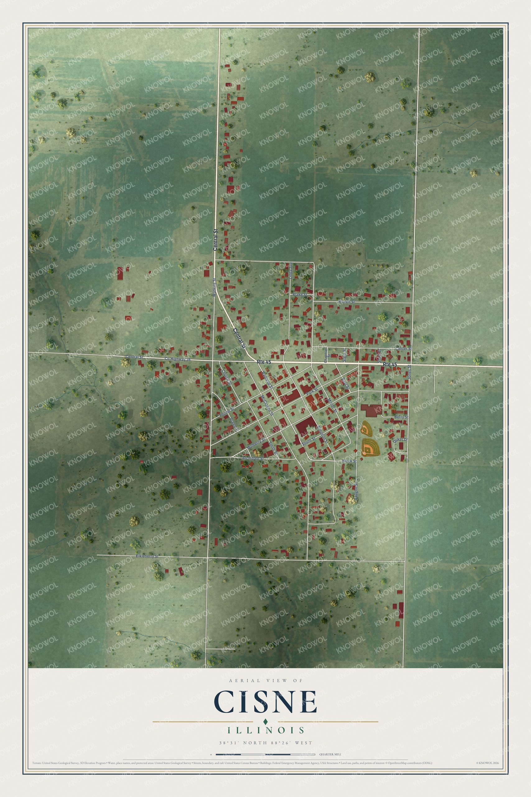 Watermarked full-map preview of Cisne, Illinois