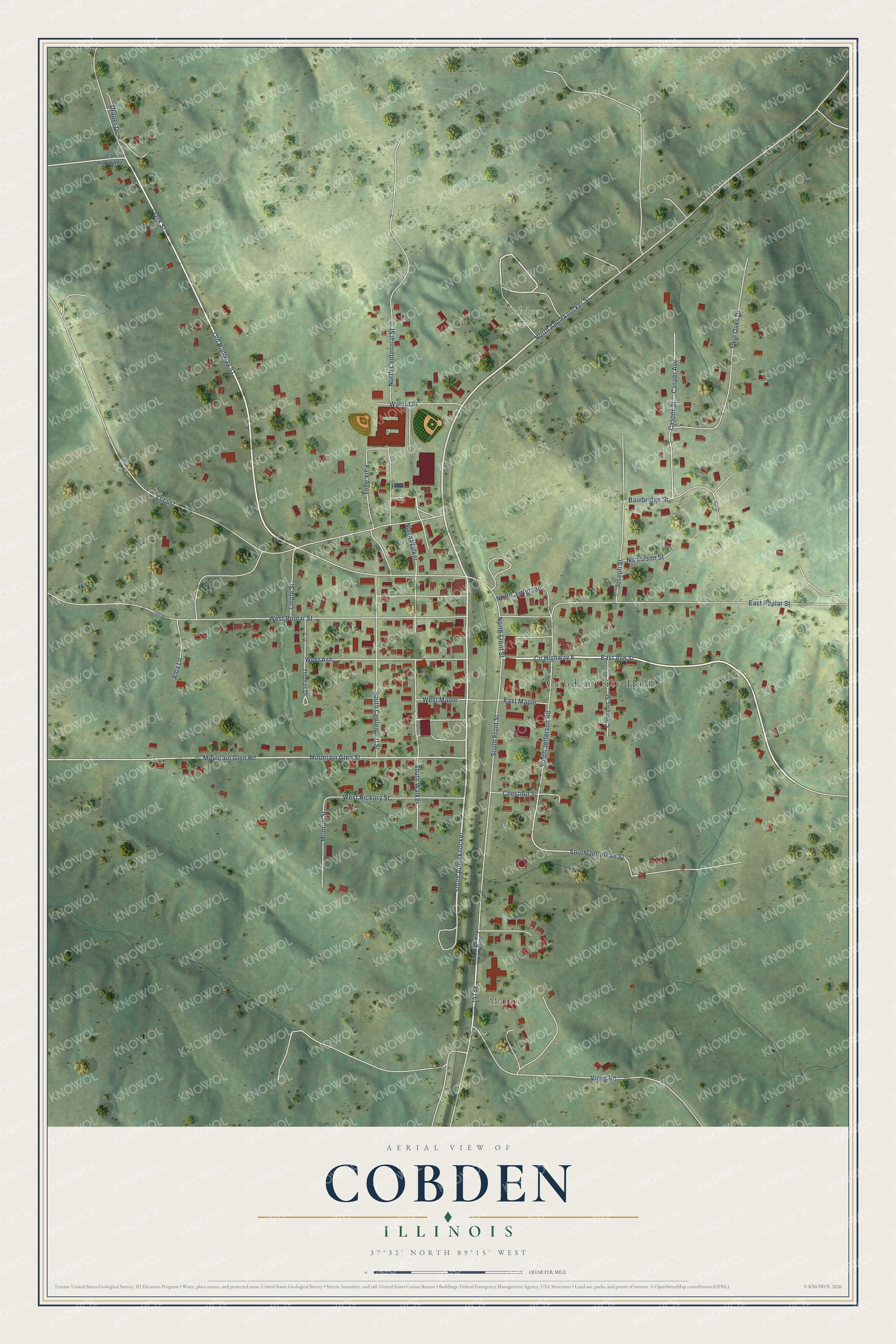 Watermarked full-map preview of Cobden, Illinois