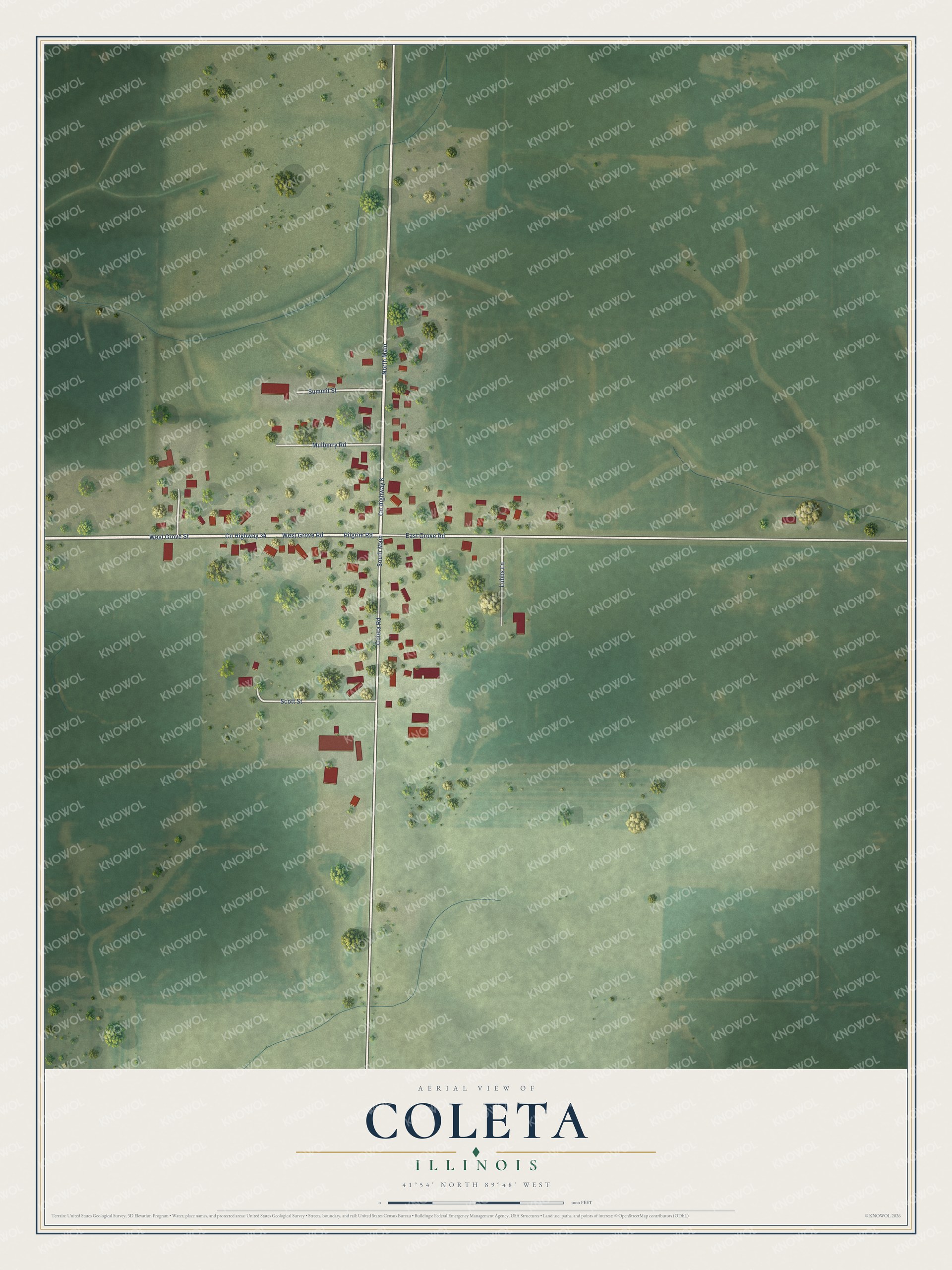 Watermarked full-map preview of Coleta, Illinois
