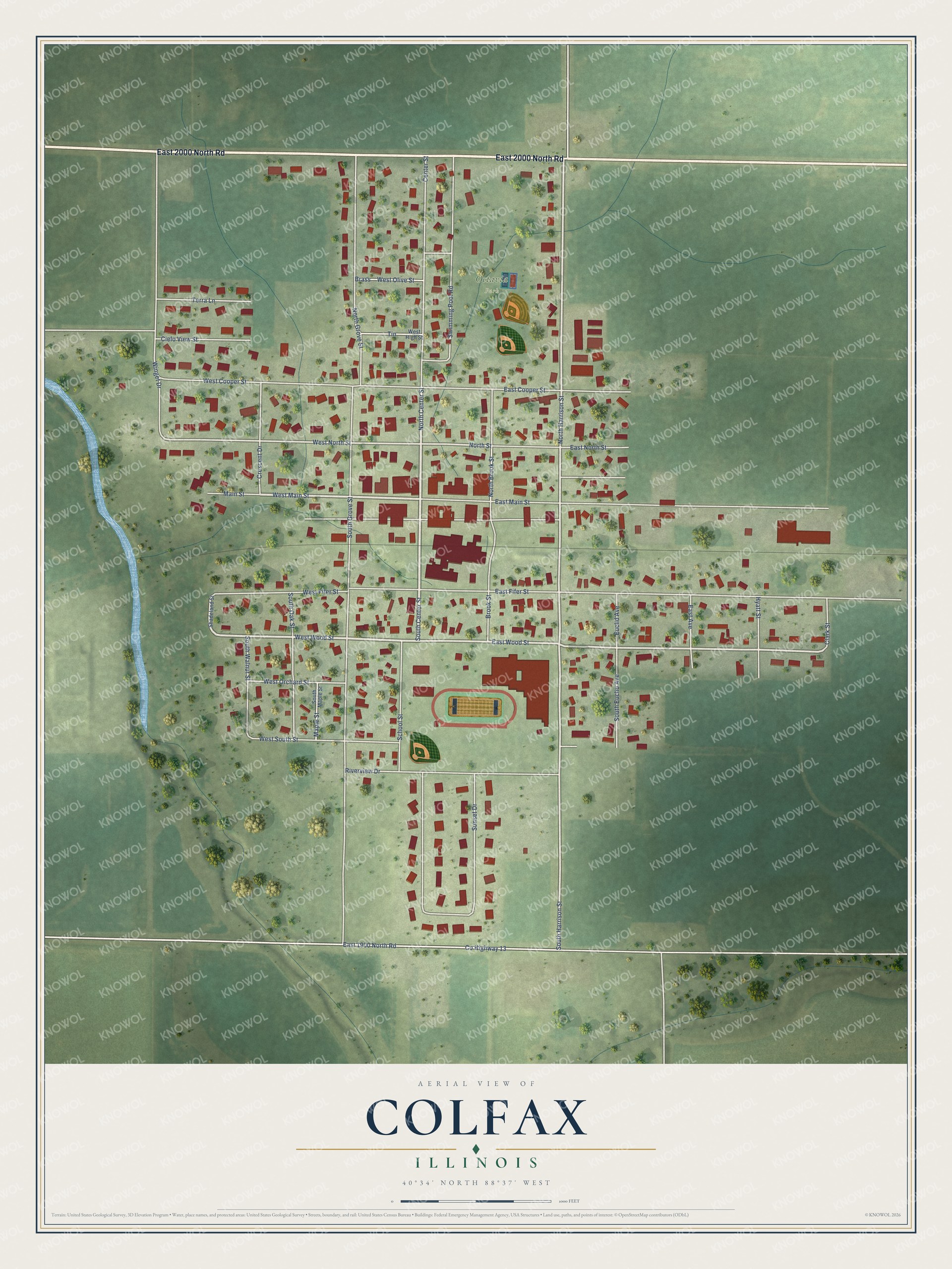 Watermarked full-map preview of Colfax, Illinois
