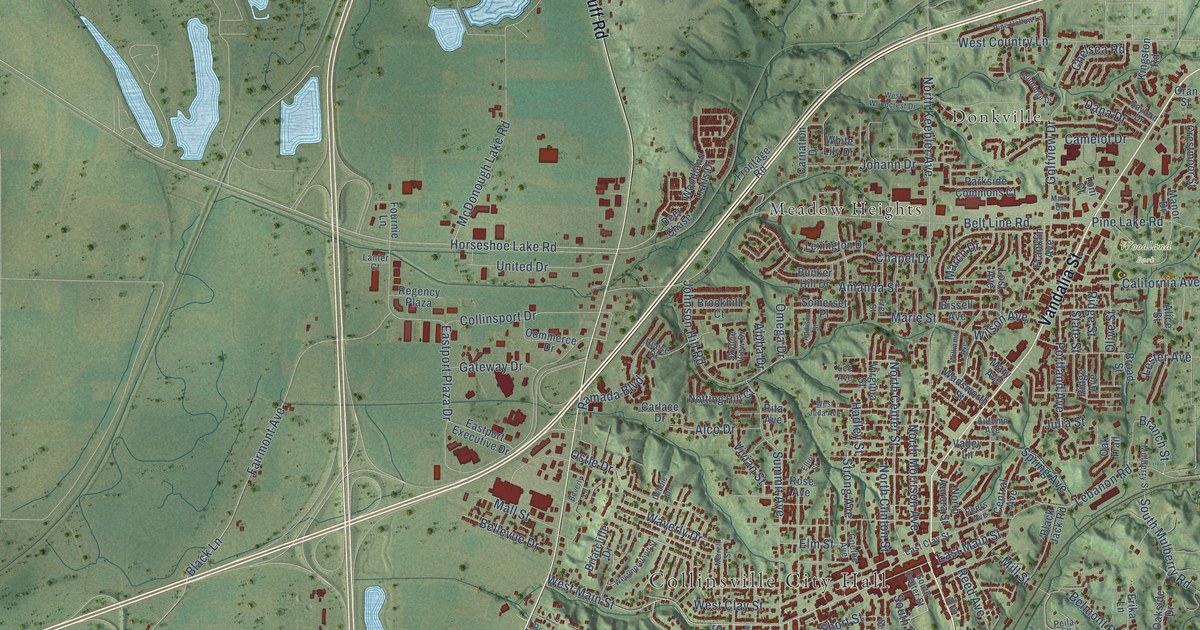 Map of Collinsville, Illinois in 2026