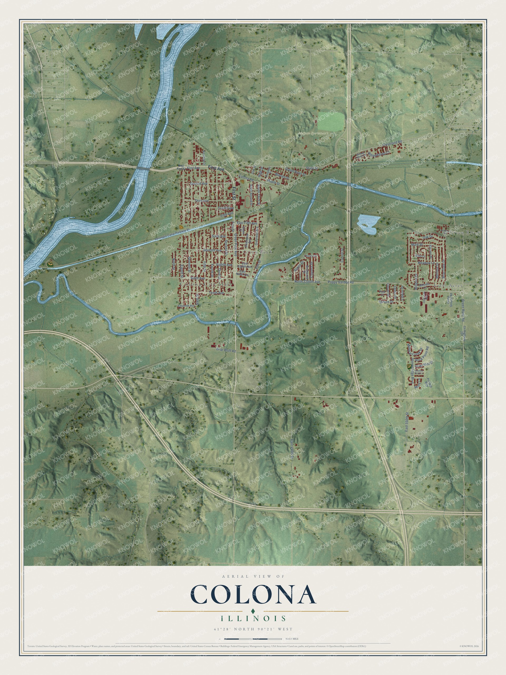 Watermarked full-map preview of Colona, Illinois