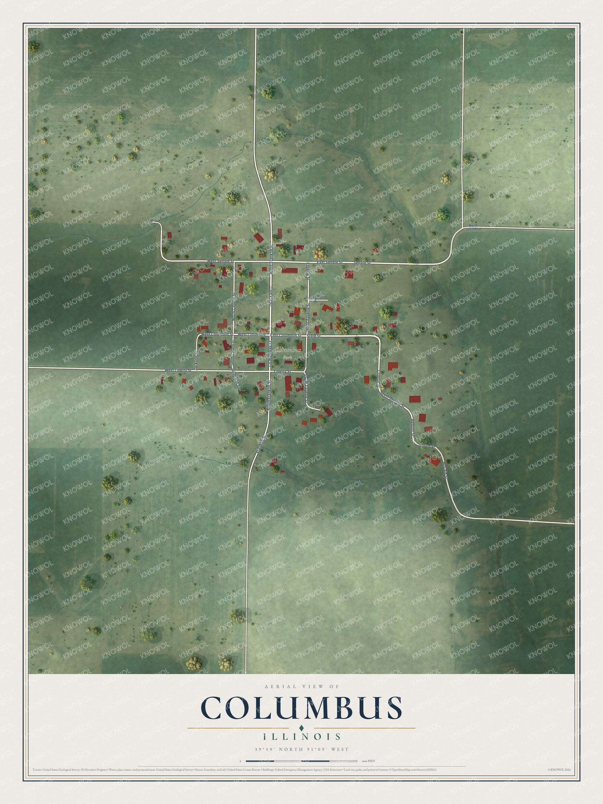 Watermarked full-map preview of Columbus, Illinois