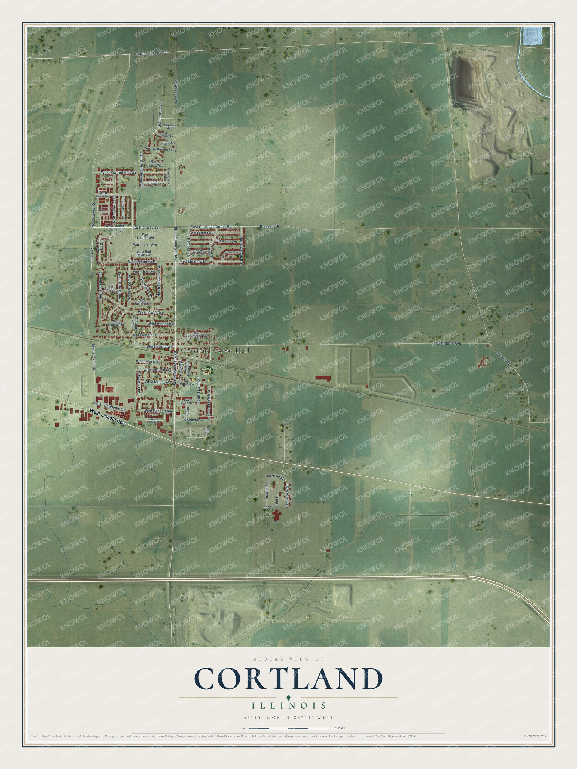 Watermarked full-map preview of Cortland, Illinois