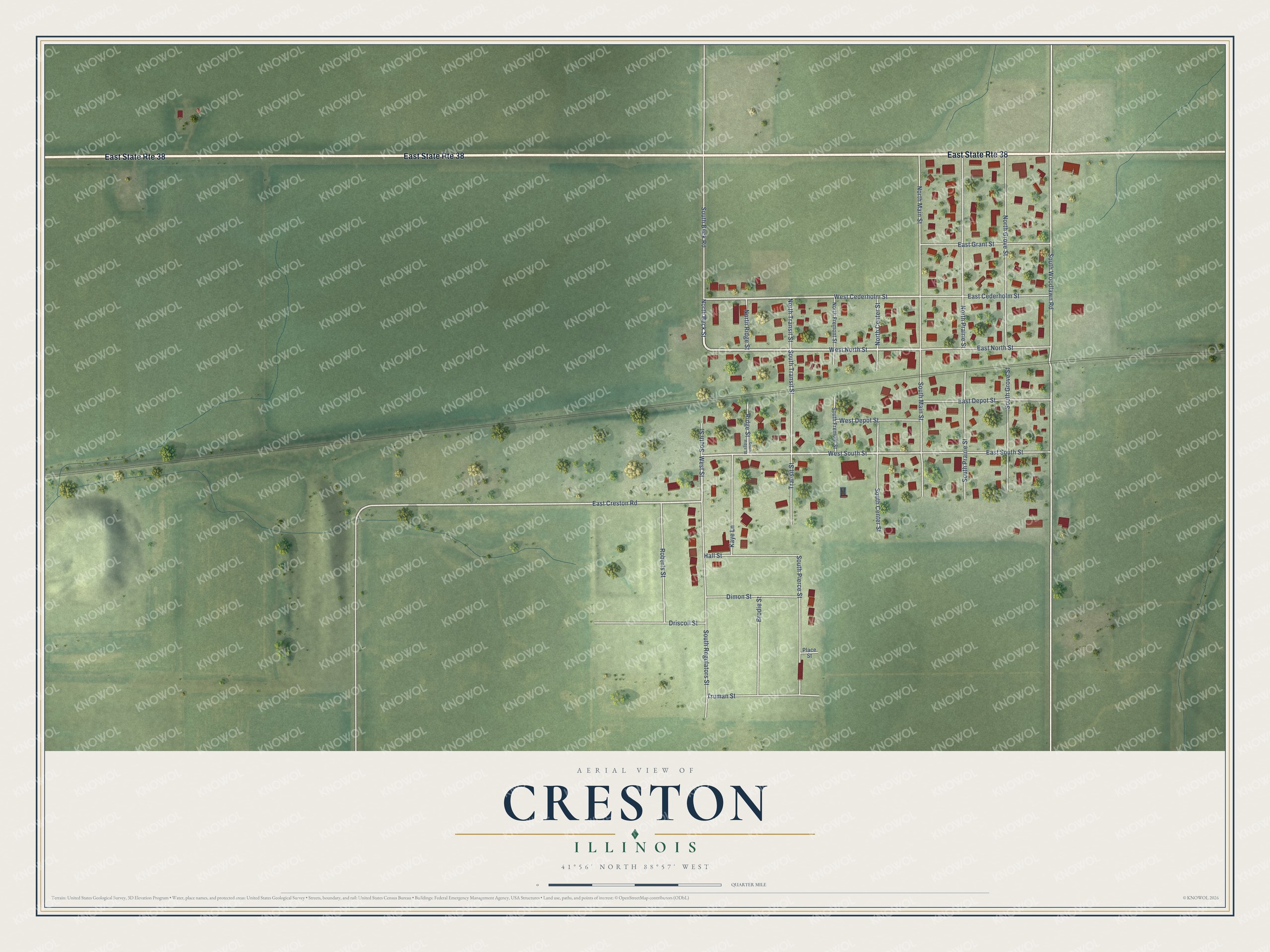 Watermarked full-map preview of Creston, Illinois
