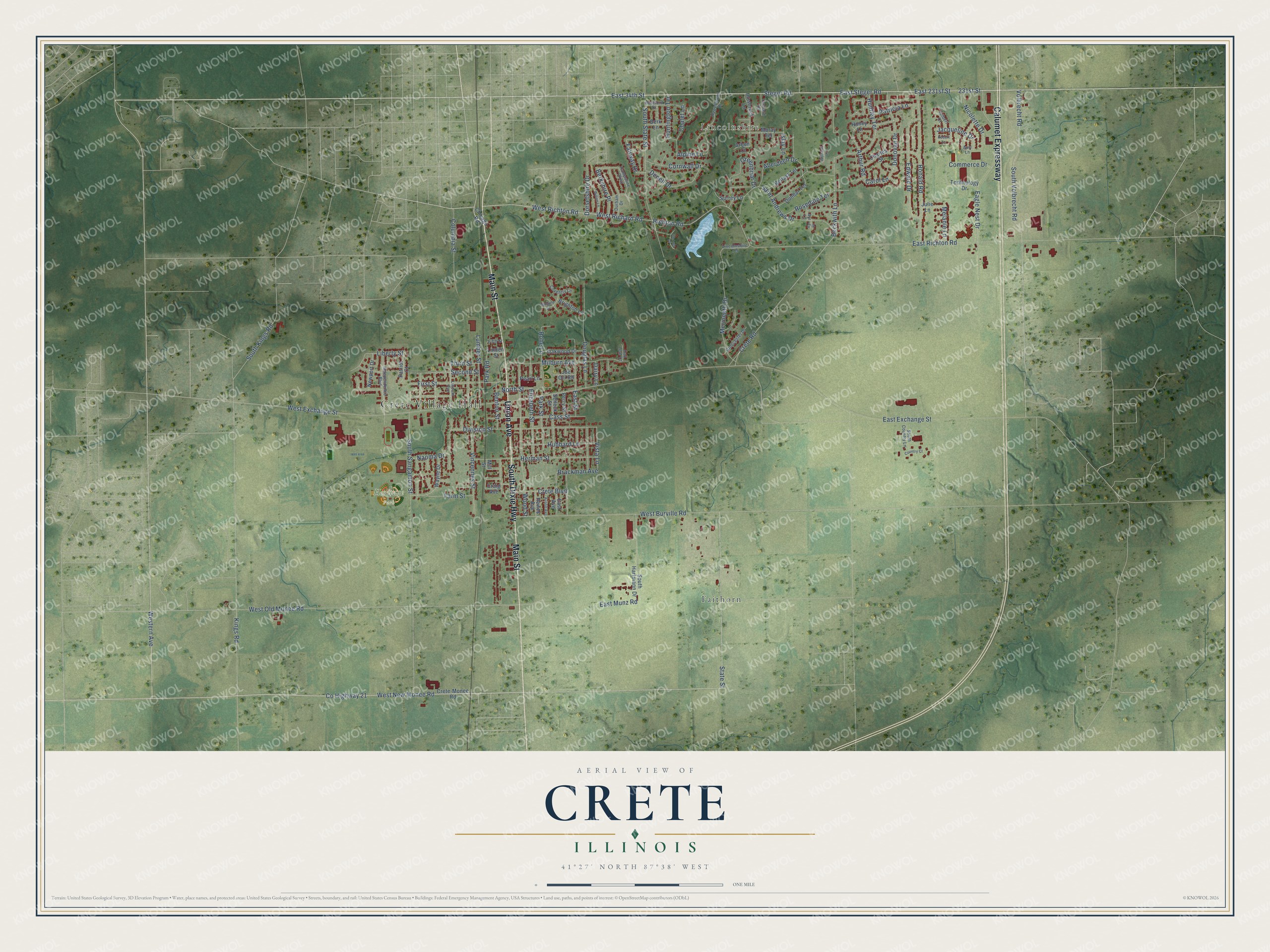 Watermarked full-map preview of Crete, Illinois