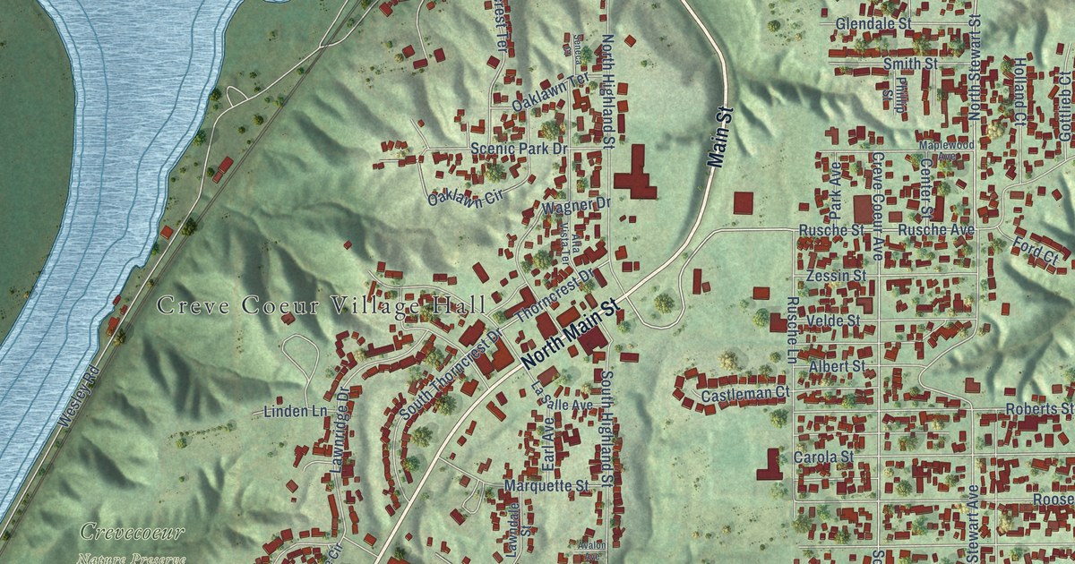 Map of Creve Coeur, Illinois in 2026