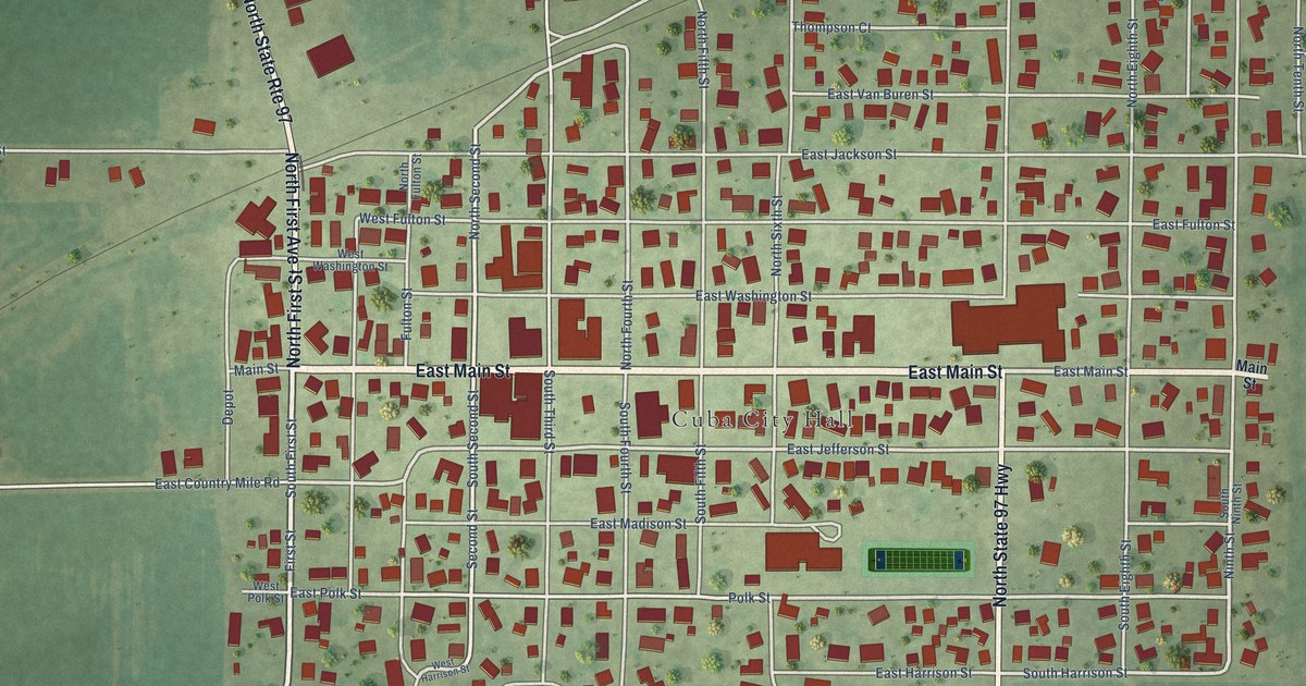 Map of Cuba, Illinois in 2026