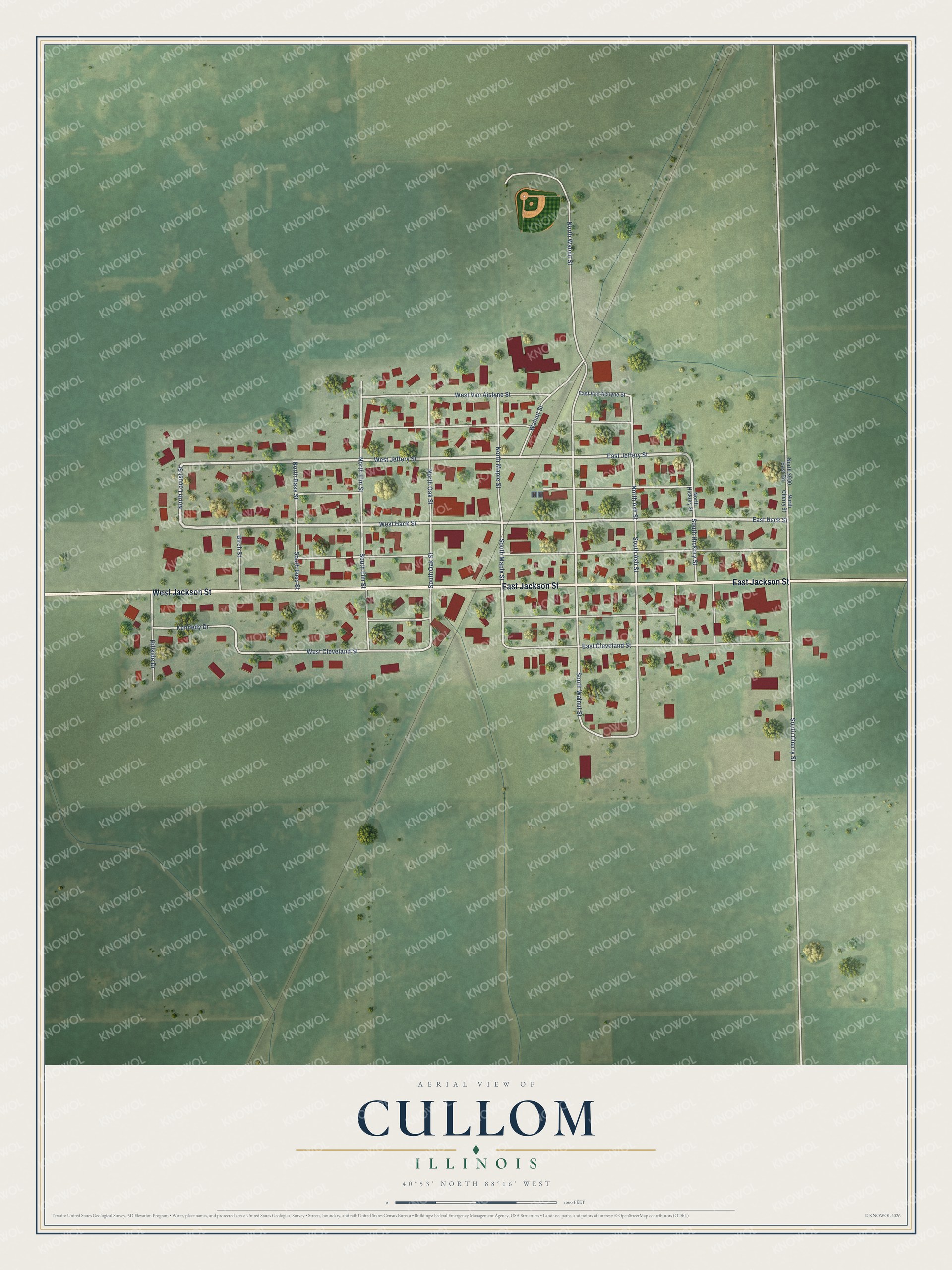 Watermarked full-map preview of Cullom, Illinois