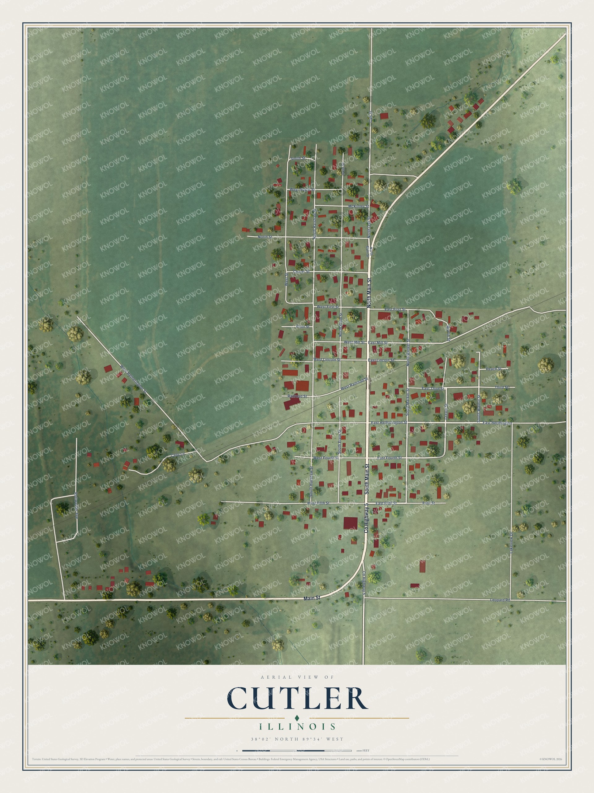 Watermarked full-map preview of Cutler, Illinois