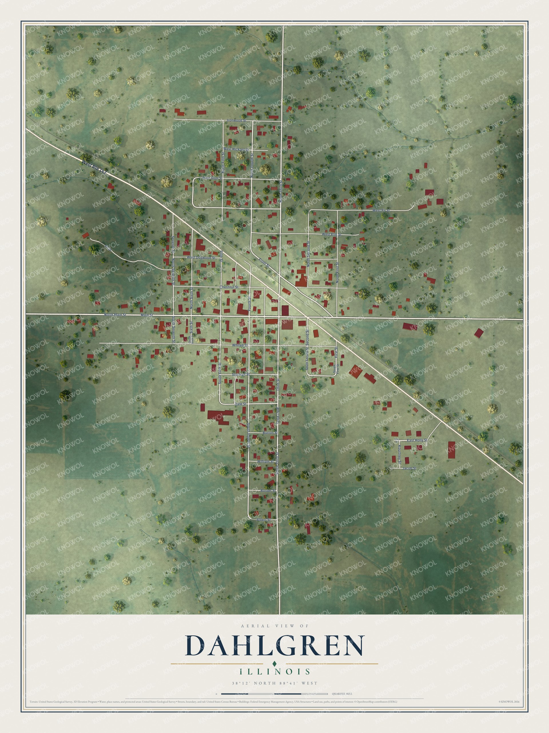 Watermarked full-map preview of Dahlgren, Illinois