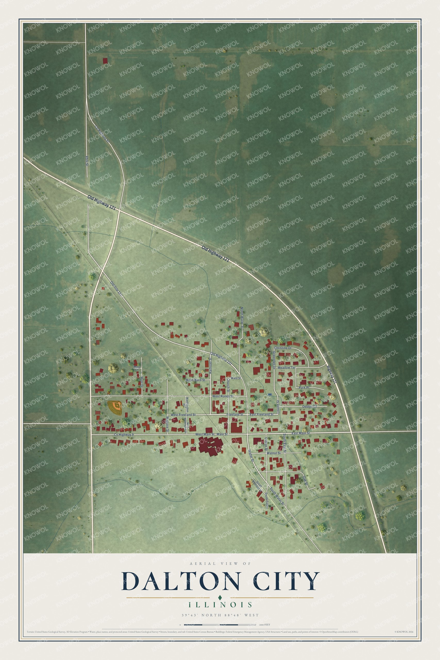 Watermarked full-map preview of Dalton City, Illinois