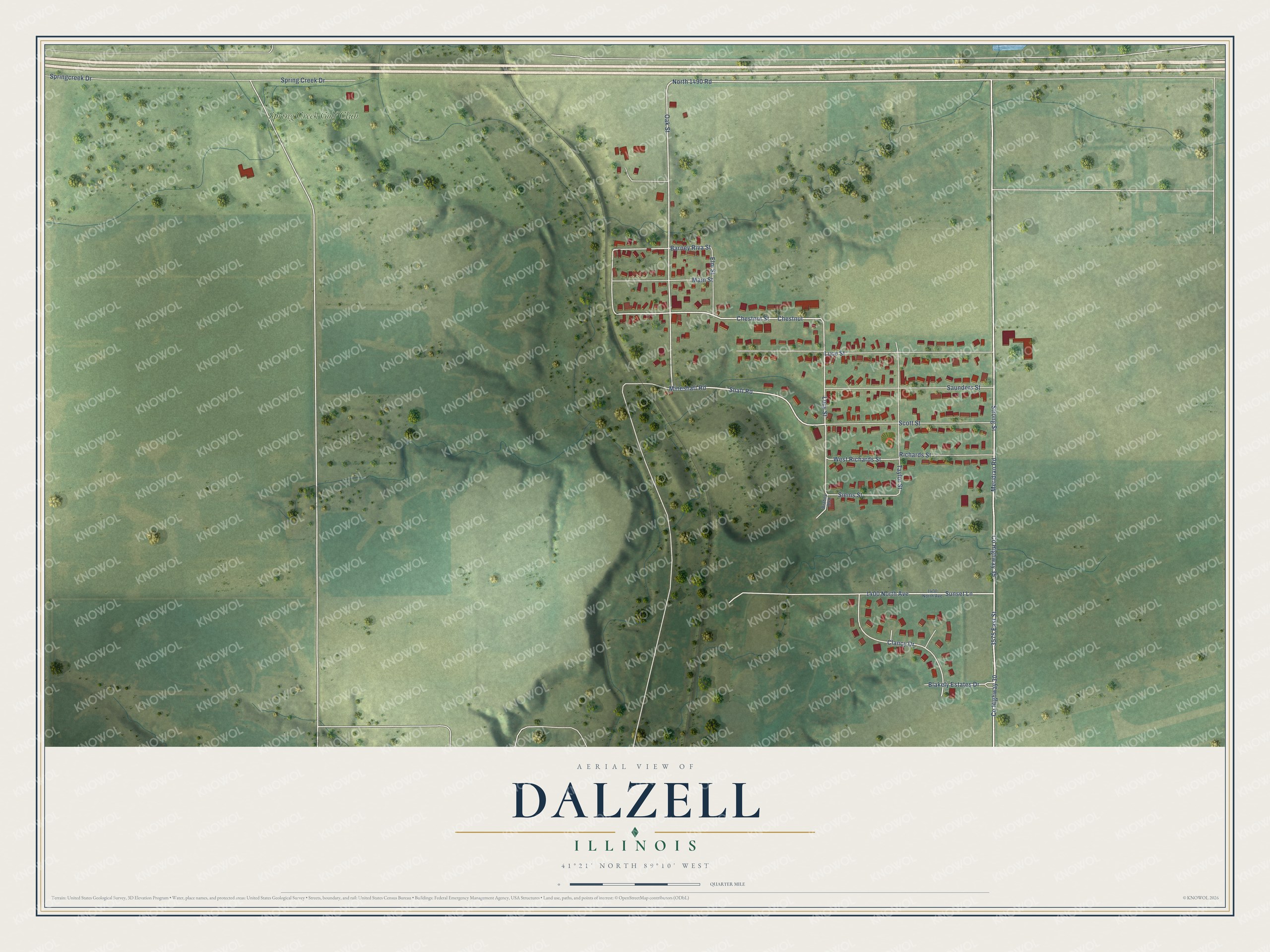 Watermarked full-map preview of Dalzell, Illinois