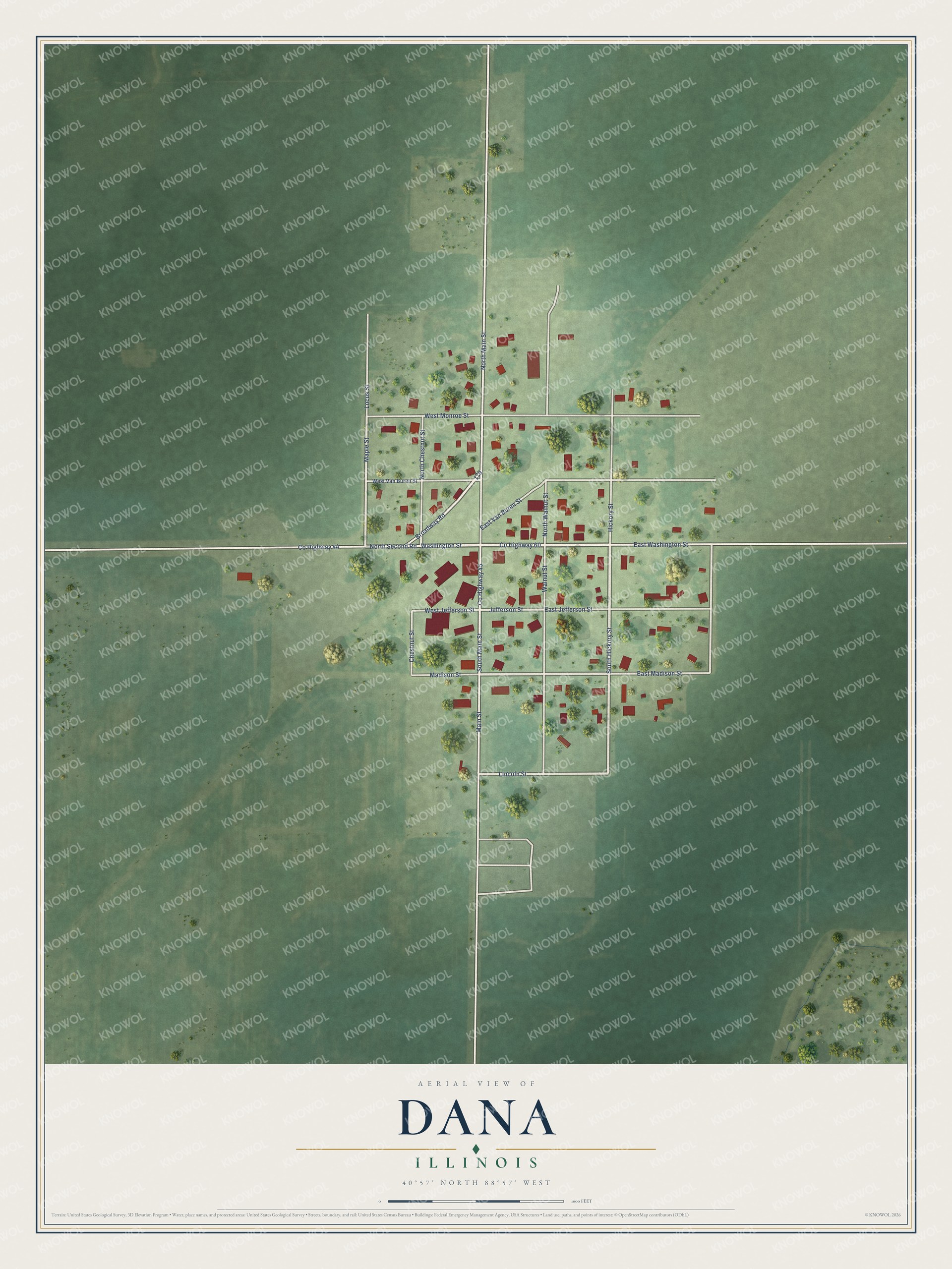 Watermarked full-map preview of Dana, Illinois