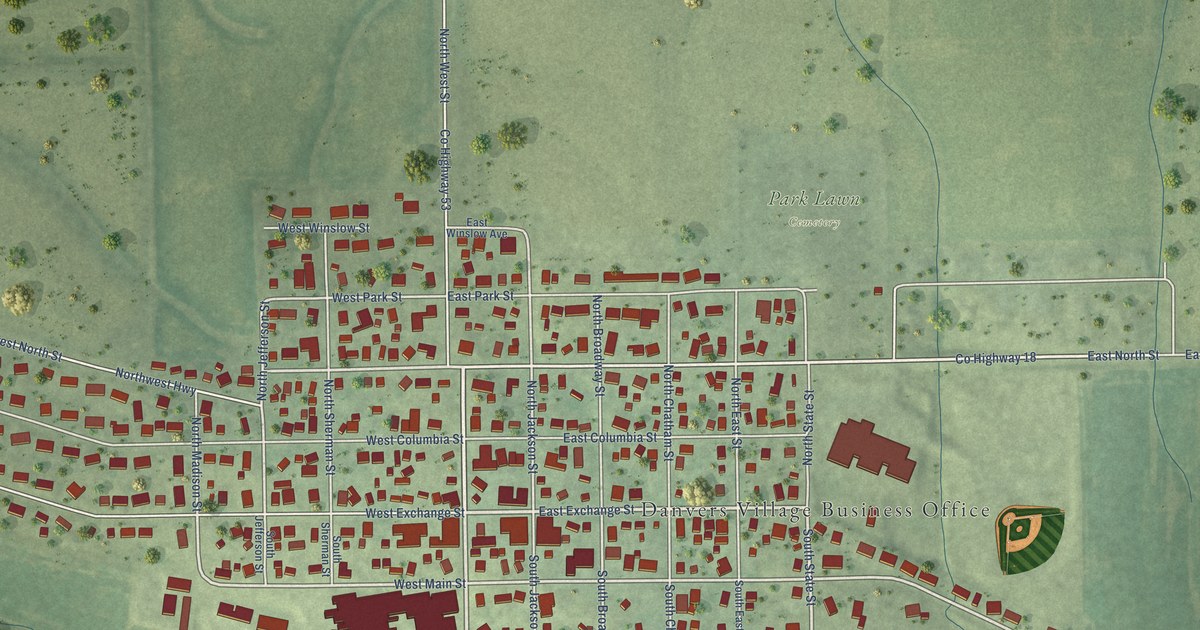 Map of Danvers, Illinois in 2026