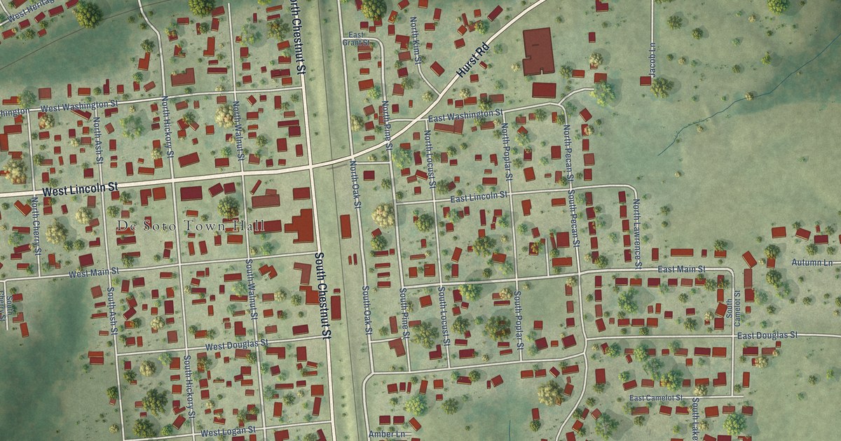 Map of De Soto, Illinois in 2026