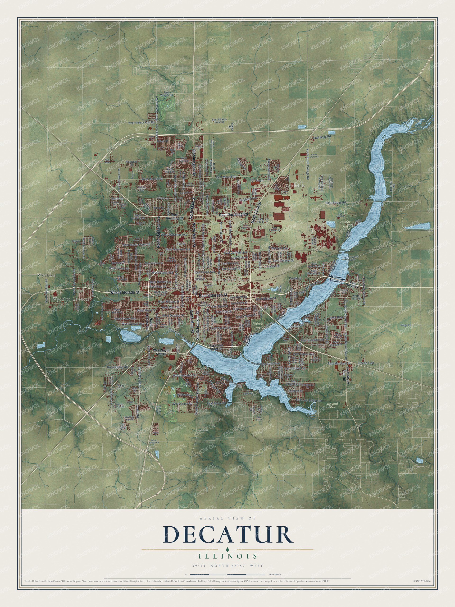 Watermarked full-map preview of Decatur, Illinois