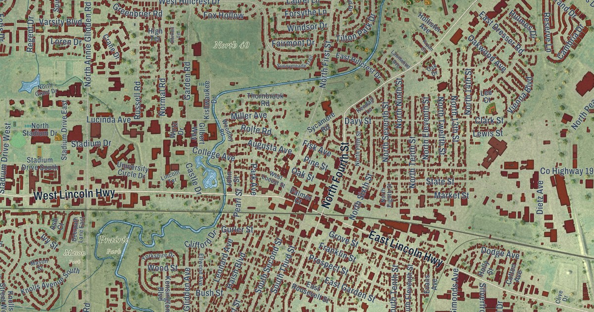Map of DeKalb, Illinois in 2026