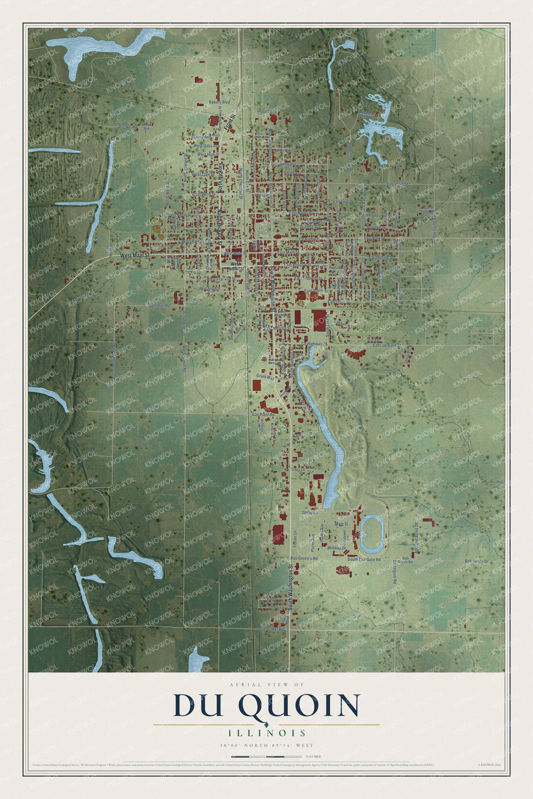 Watermarked full-map preview of Du Quoin, Illinois