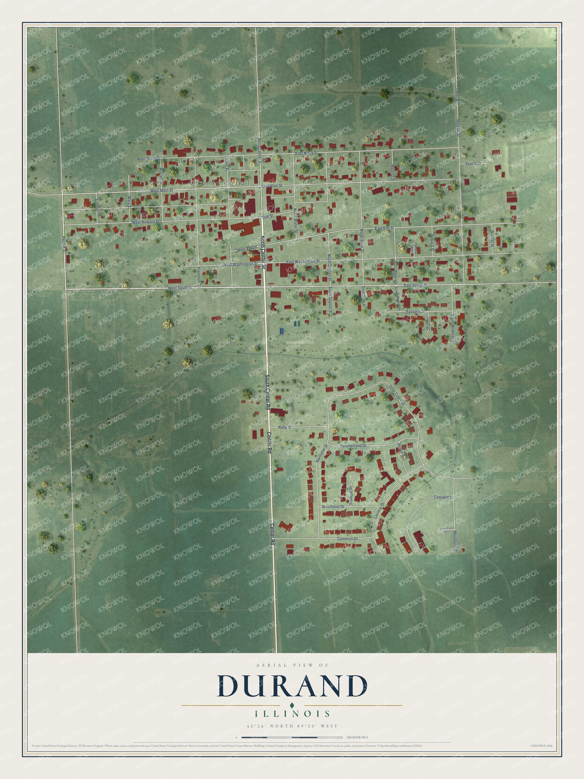 Watermarked full-map preview of Durand, Illinois