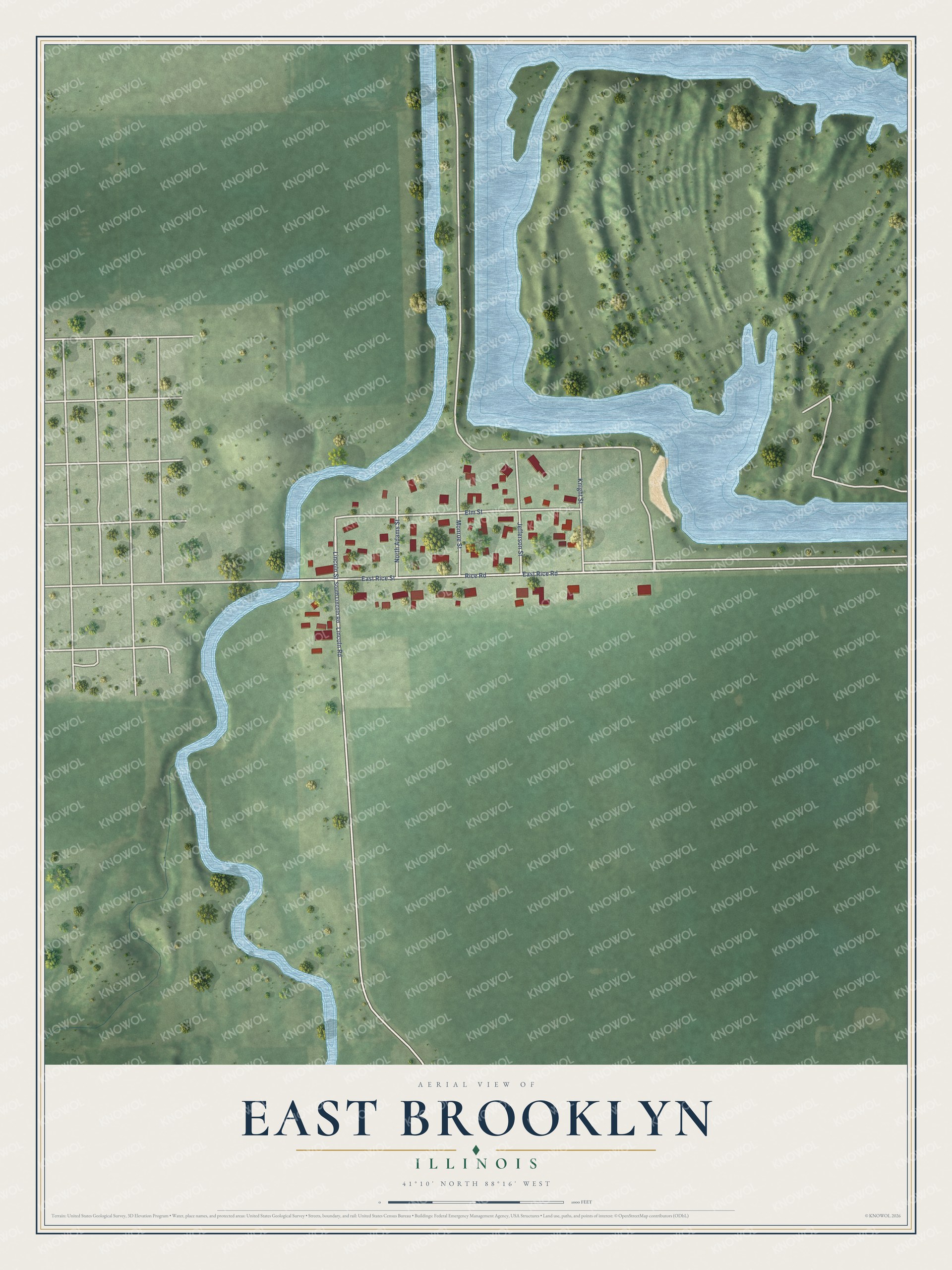 Watermarked full-map preview of East Brooklyn, Illinois