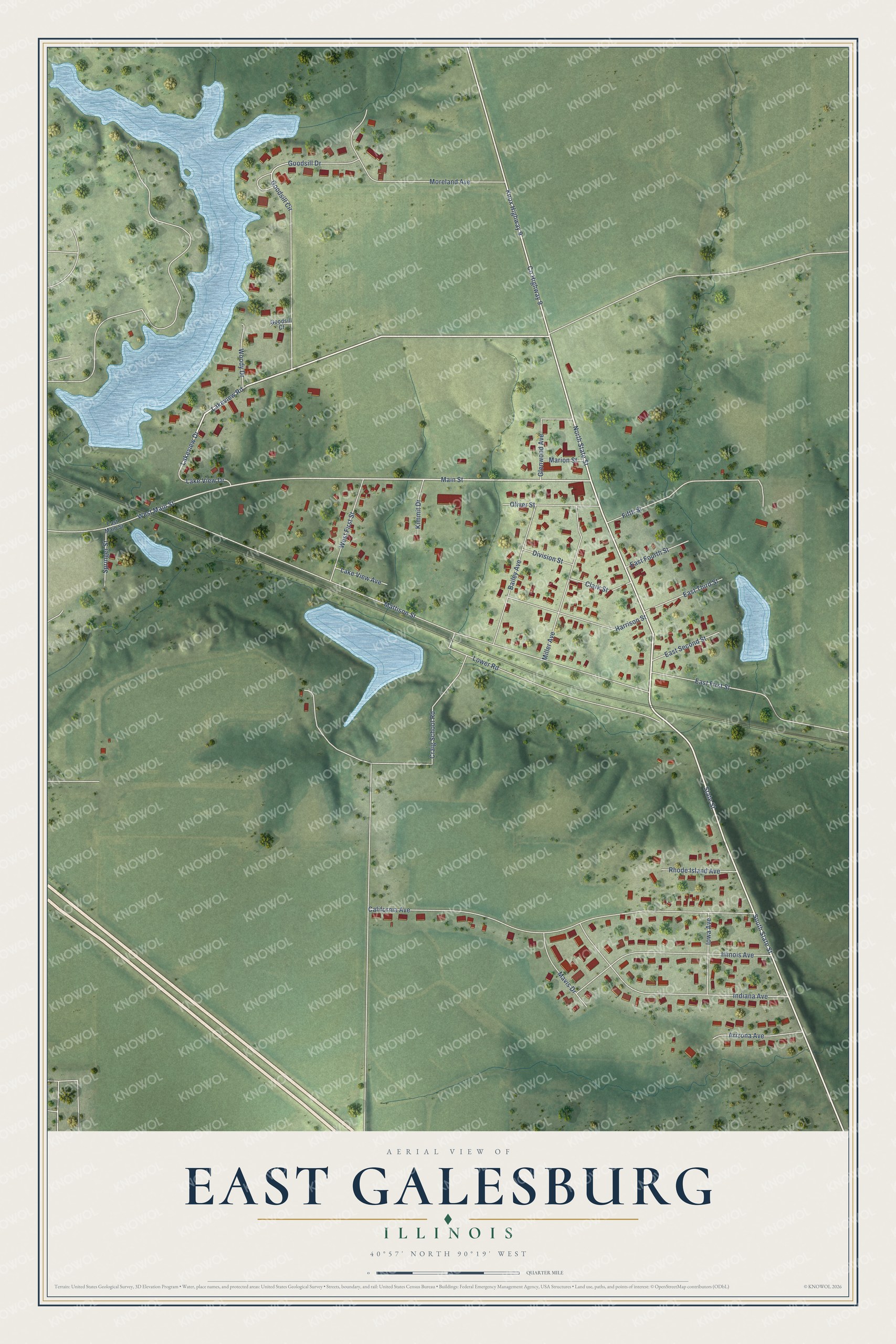 Watermarked full-map preview of East Galesburg, Illinois