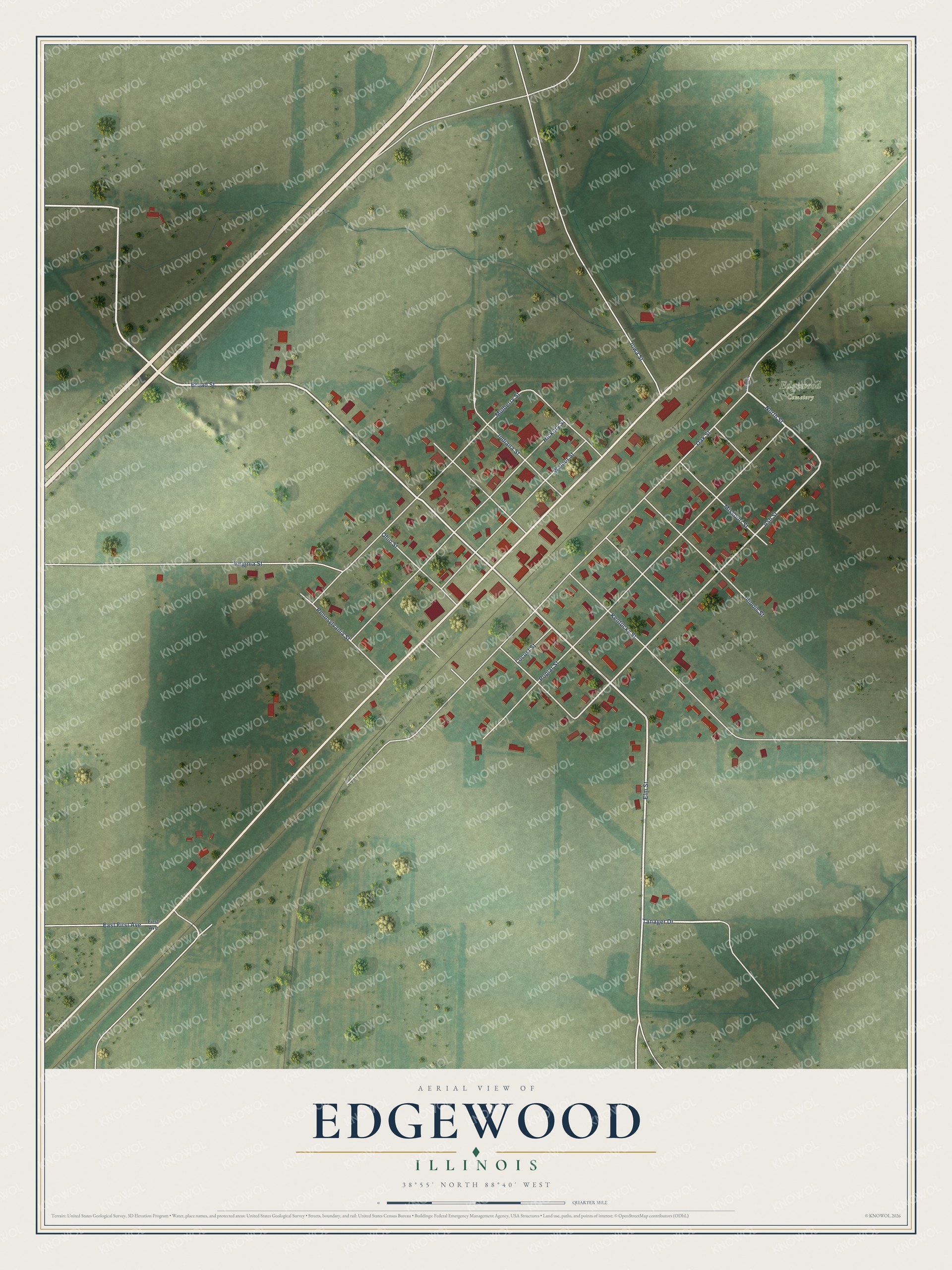 Watermarked full-map preview of Edgewood, Illinois