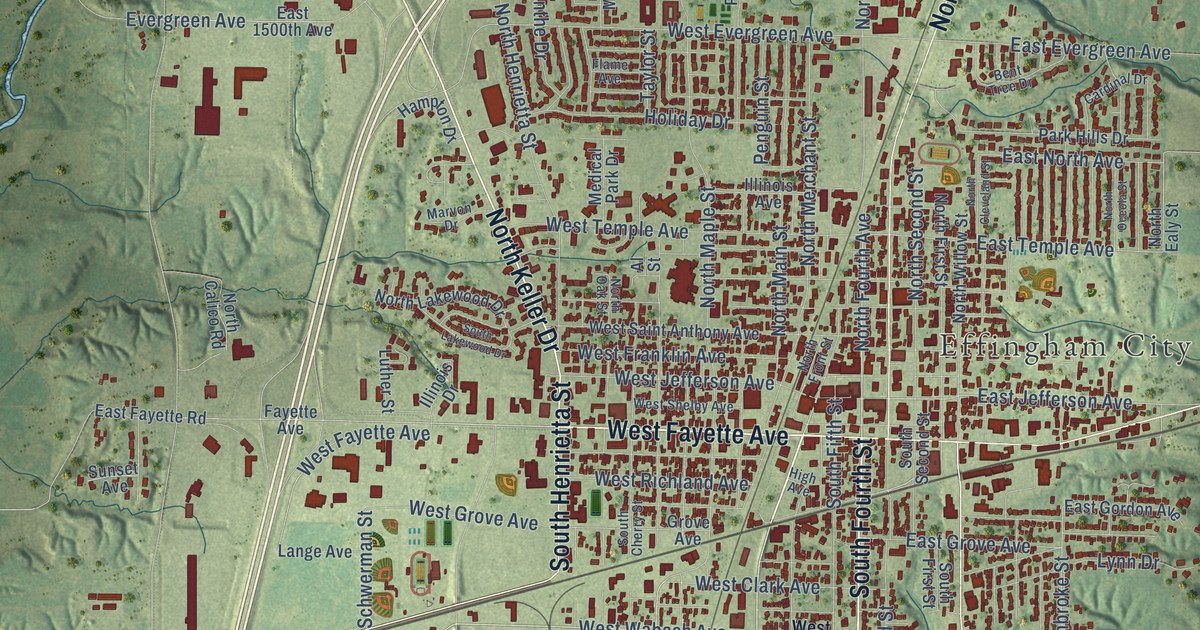 Map of Effingham, Illinois in 2026