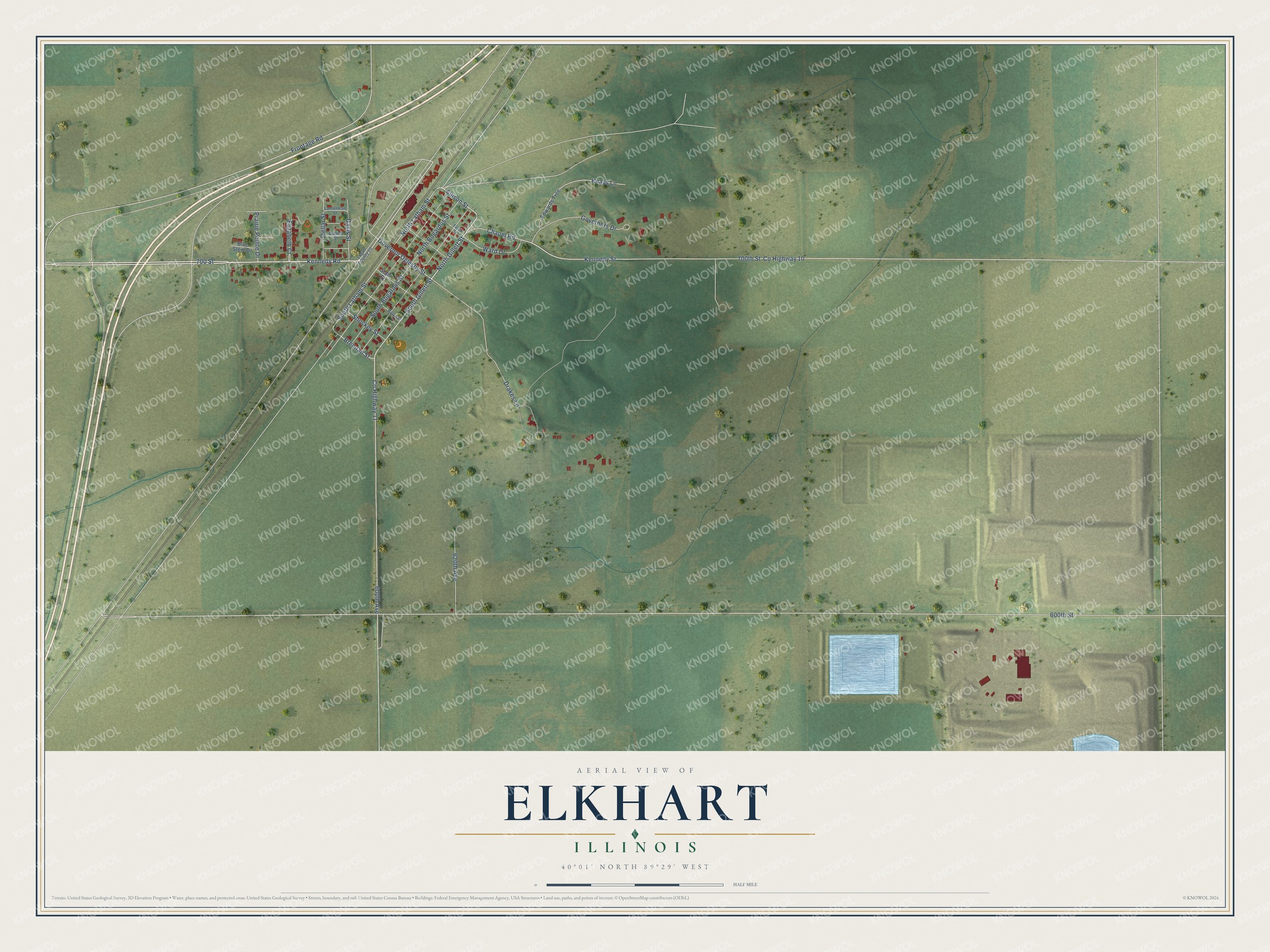 Watermarked full-map preview of Elkhart, Illinois