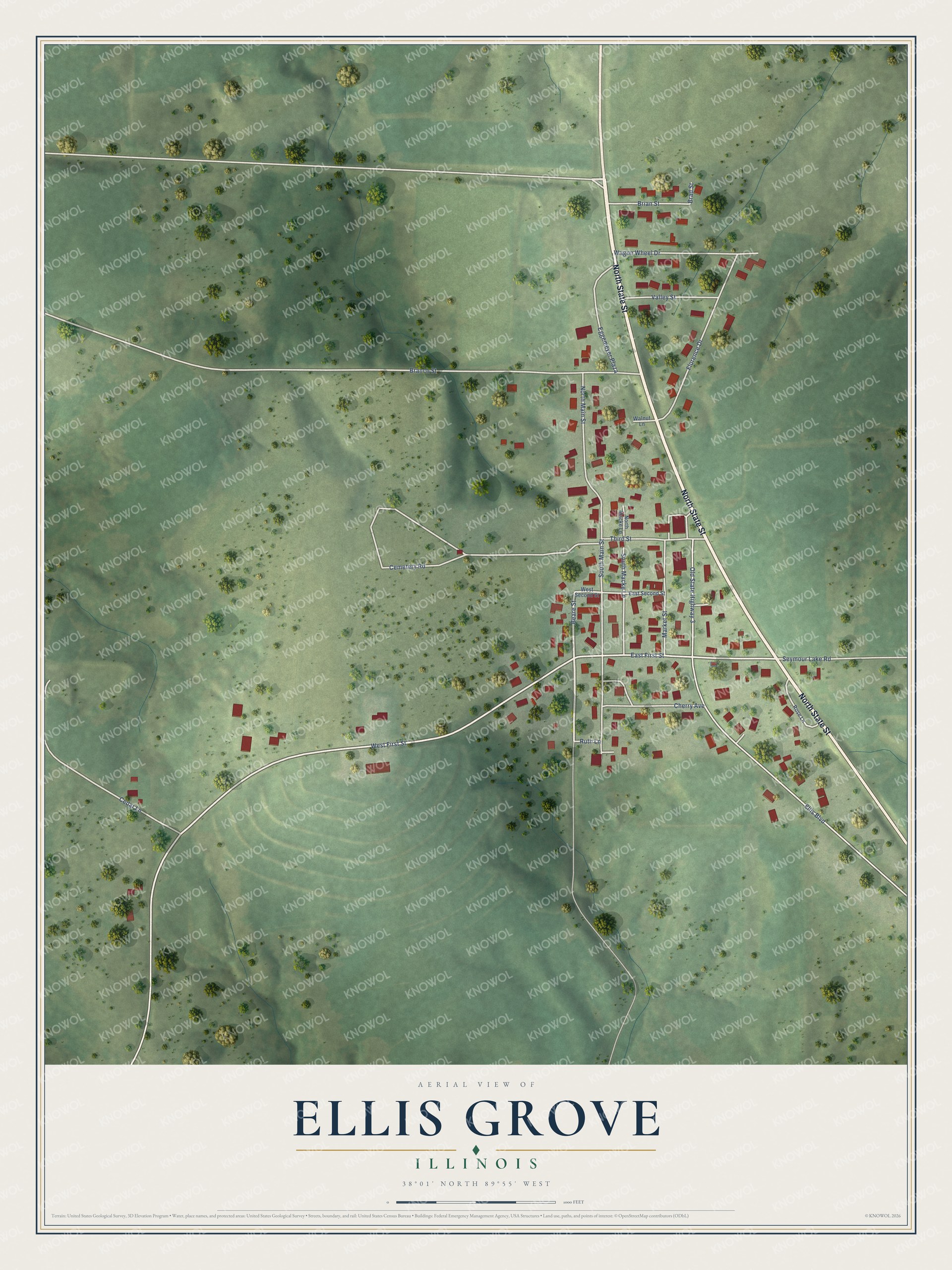 Watermarked full-map preview of Ellis Grove, Illinois