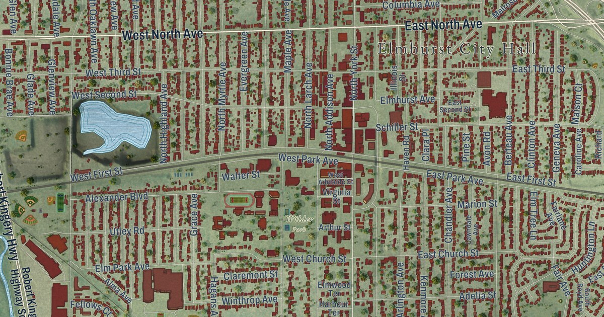 Map of Elmhurst, Illinois in 2026