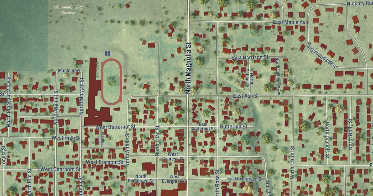 Map of Elmwood, Illinois in 2026