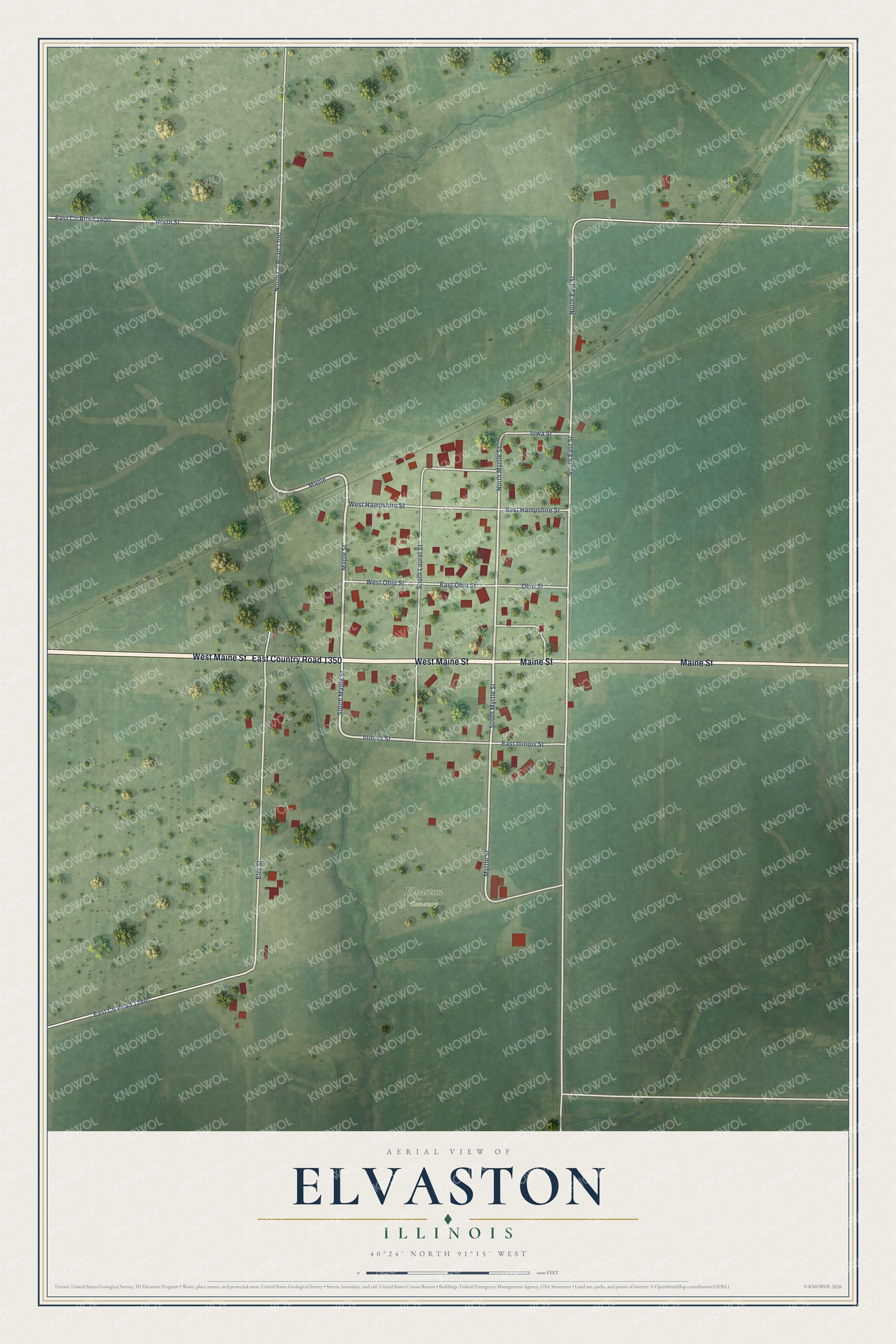 Watermarked full-map preview of Elvaston, Illinois