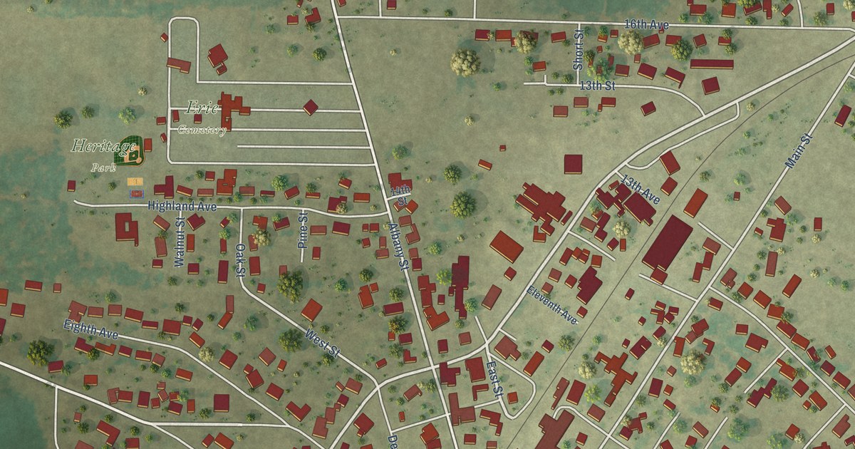 Map of Erie, Illinois in 2026