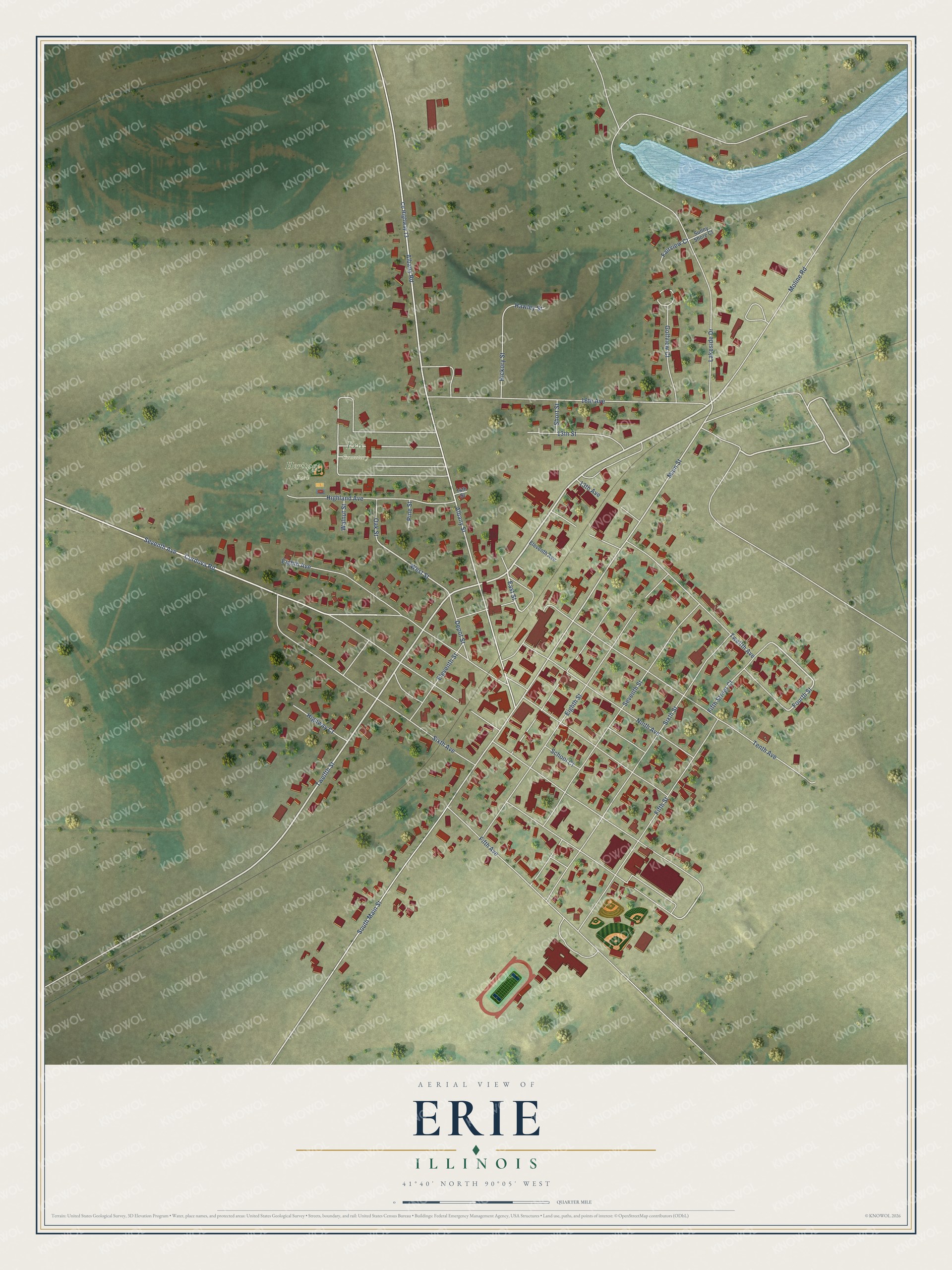 Watermarked full-map preview of Erie, Illinois