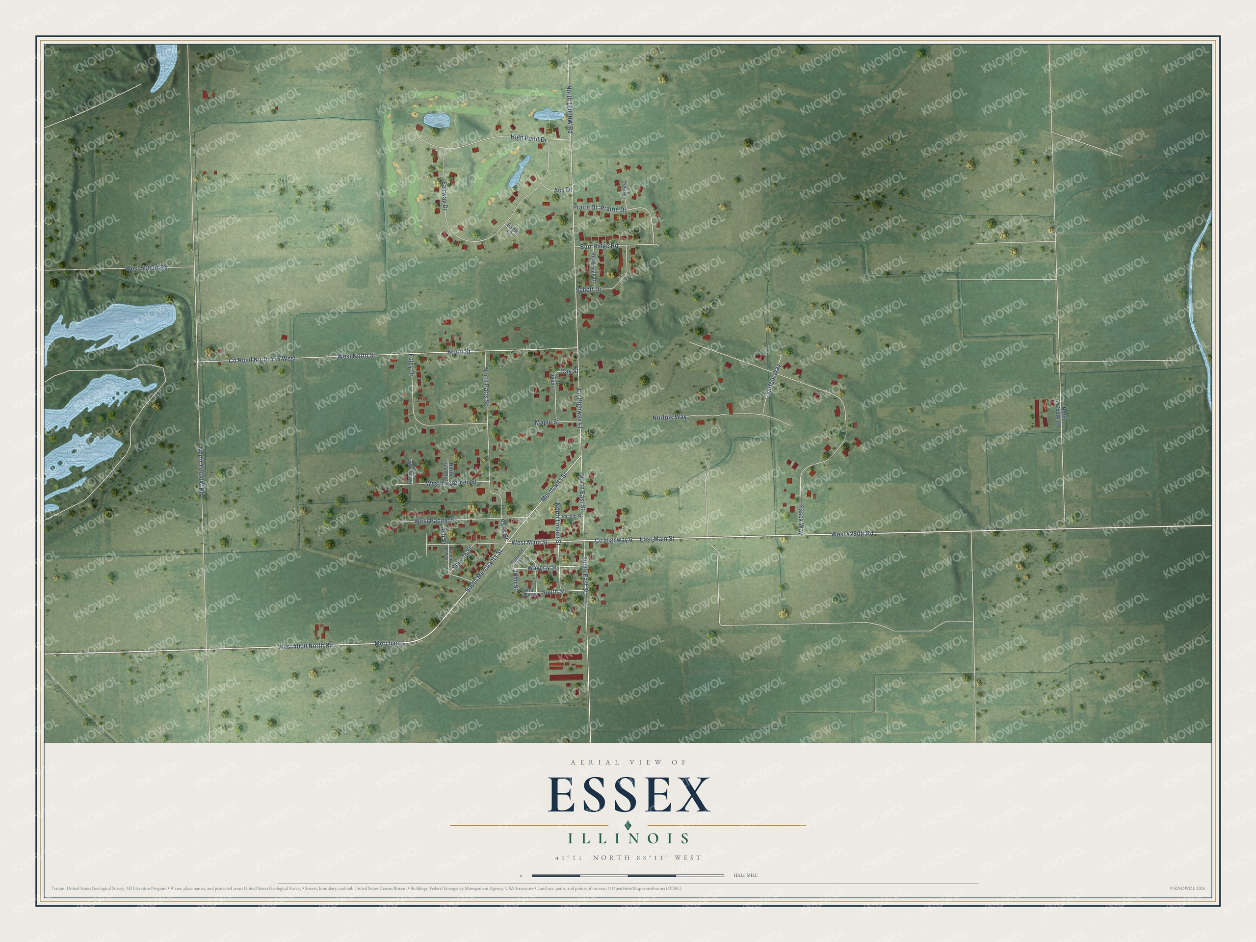 Watermarked full-map preview of Essex, Illinois