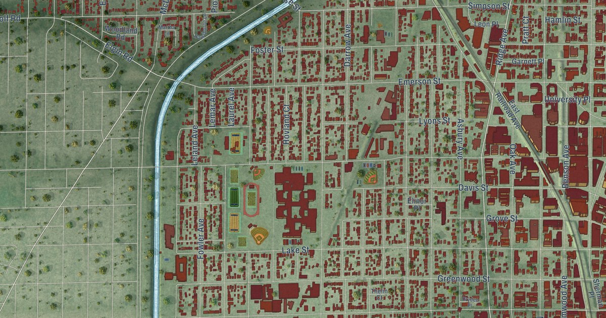 Map of Evanston, Illinois in 2026