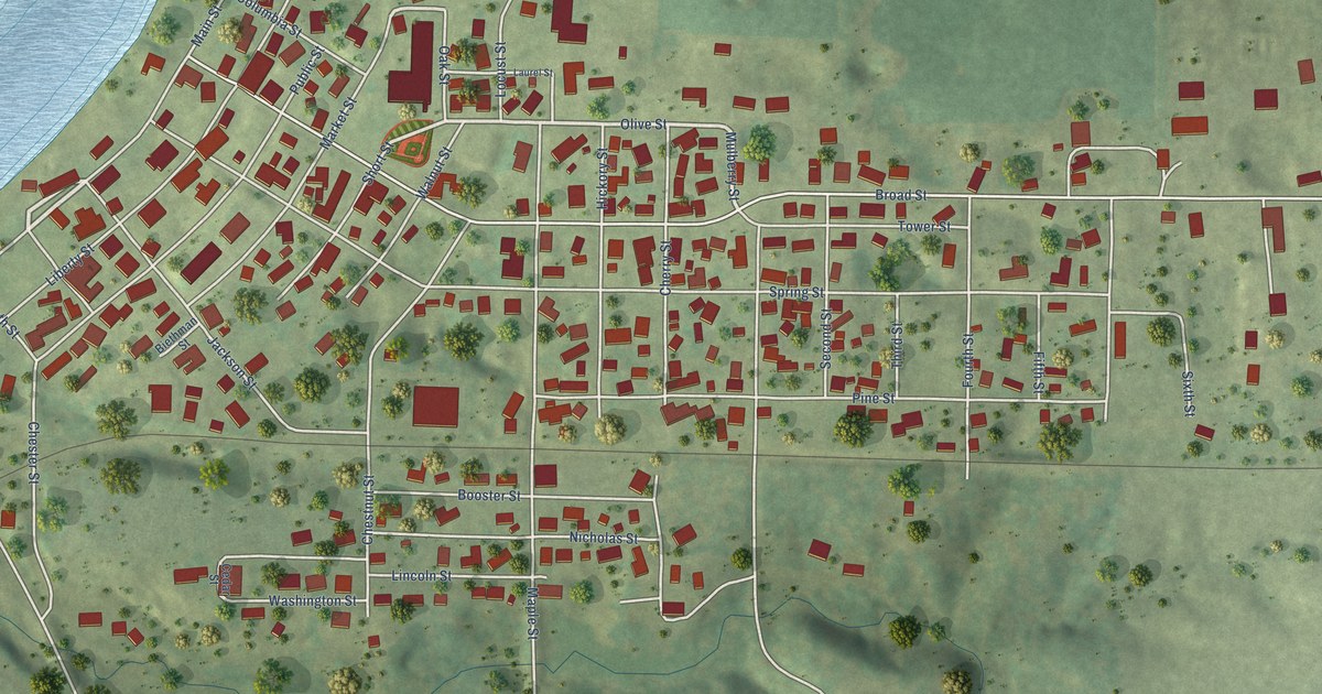 Map of Evansville, Illinois in 2026