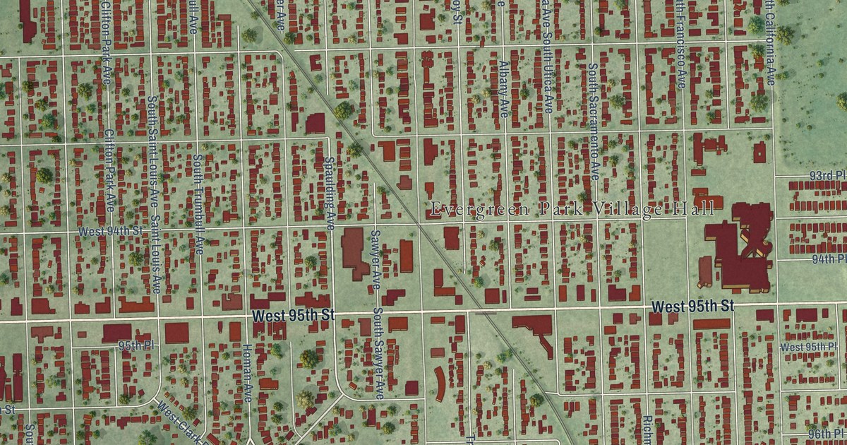 Map of Evergreen Park, Illinois in 2026