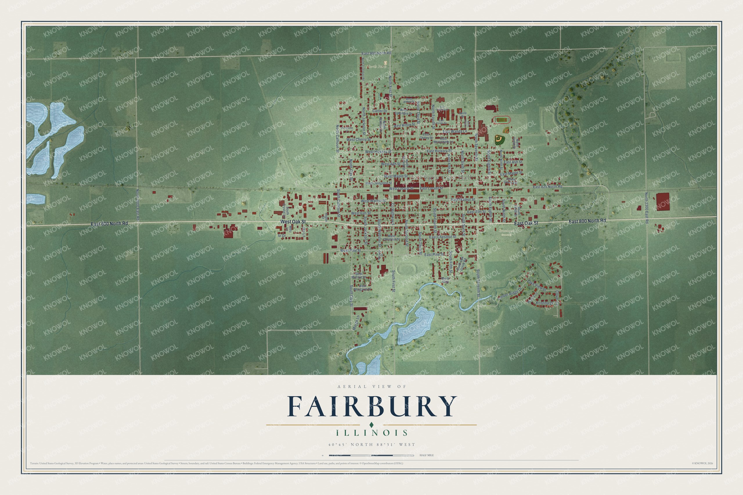 Watermarked full-map preview of Fairbury, Illinois