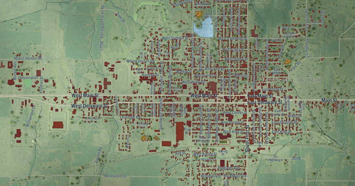 Map of Fairfield, Illinois in 2026