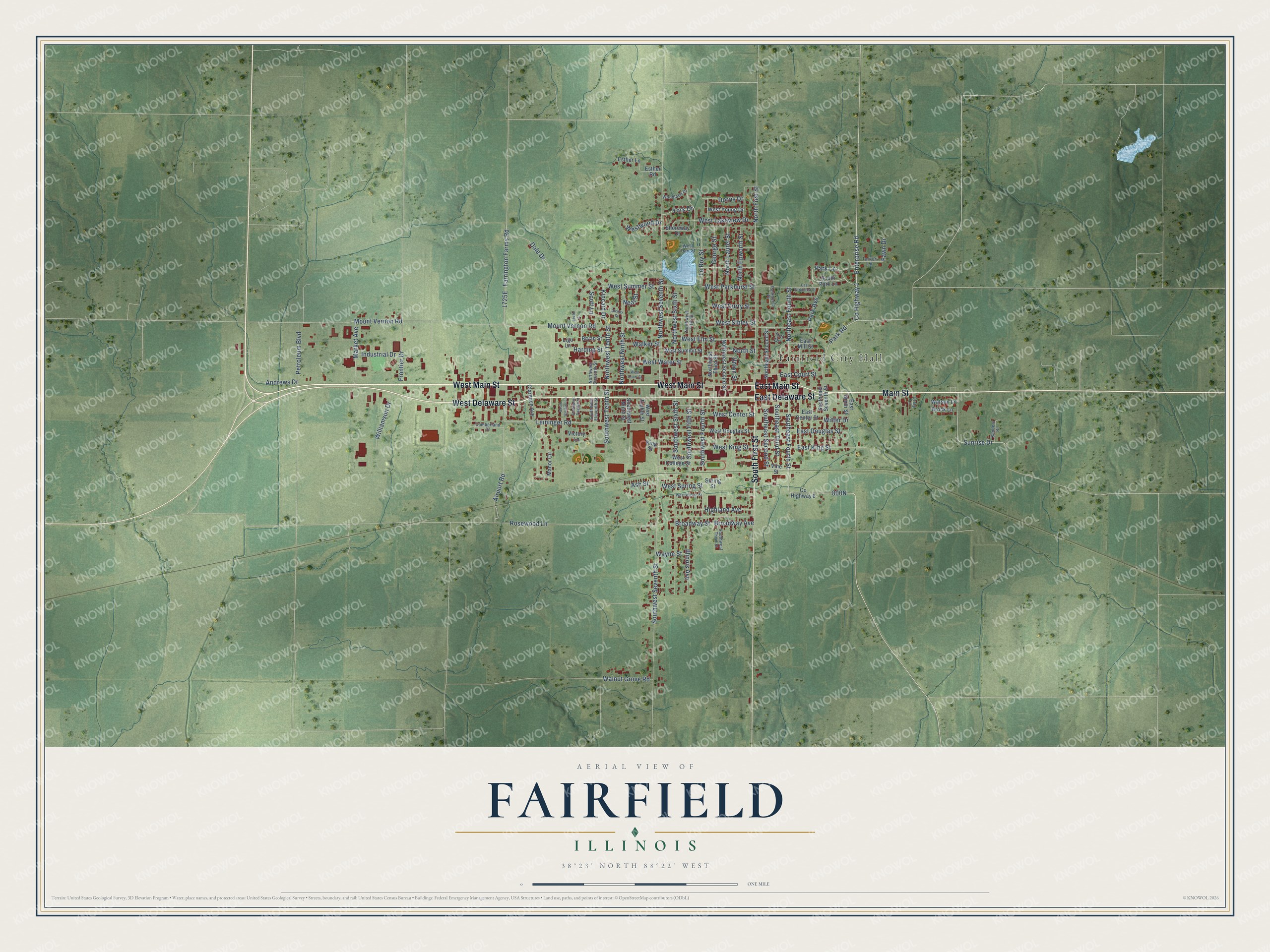 Watermarked full-map preview of Fairfield, Illinois