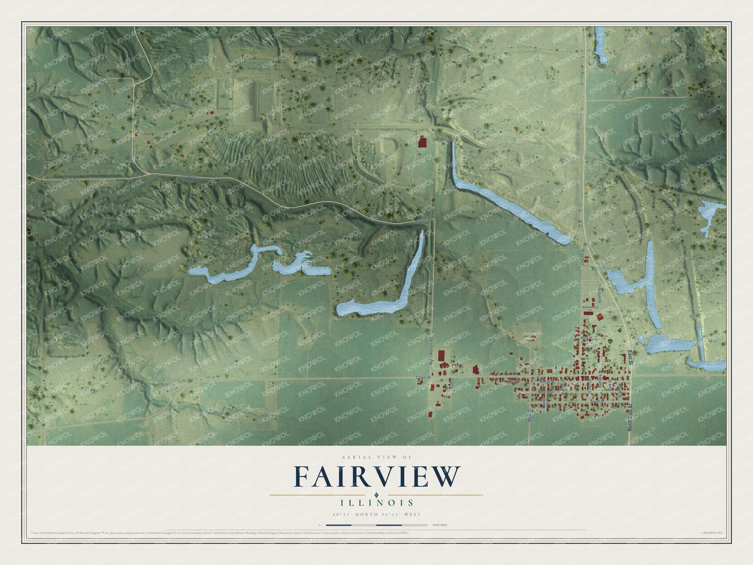 Watermarked full-map preview of Fairview, Illinois