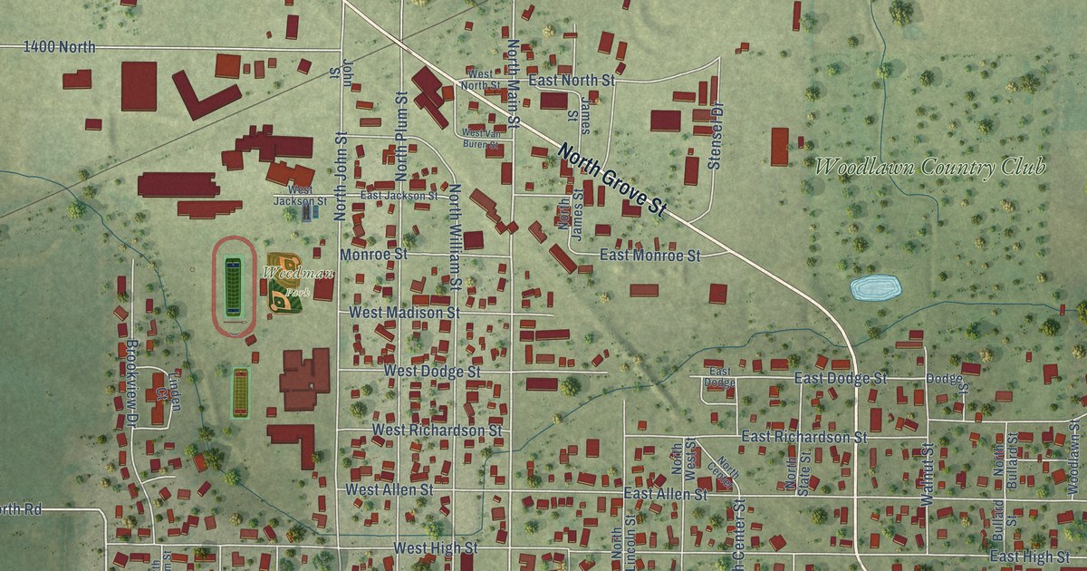 Map of Farmer City, Illinois in 2026