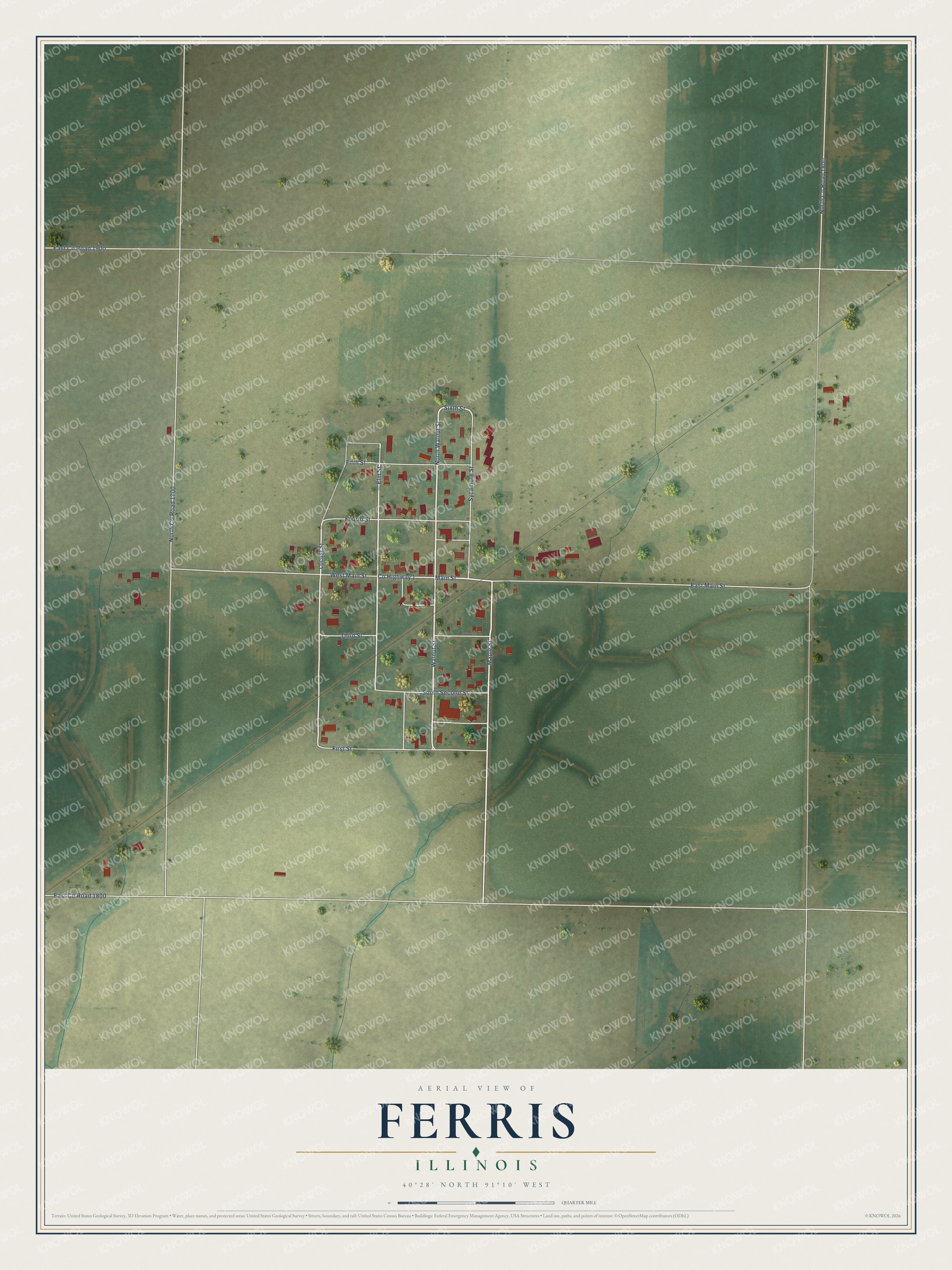 Watermarked full-map preview of Ferris, Illinois