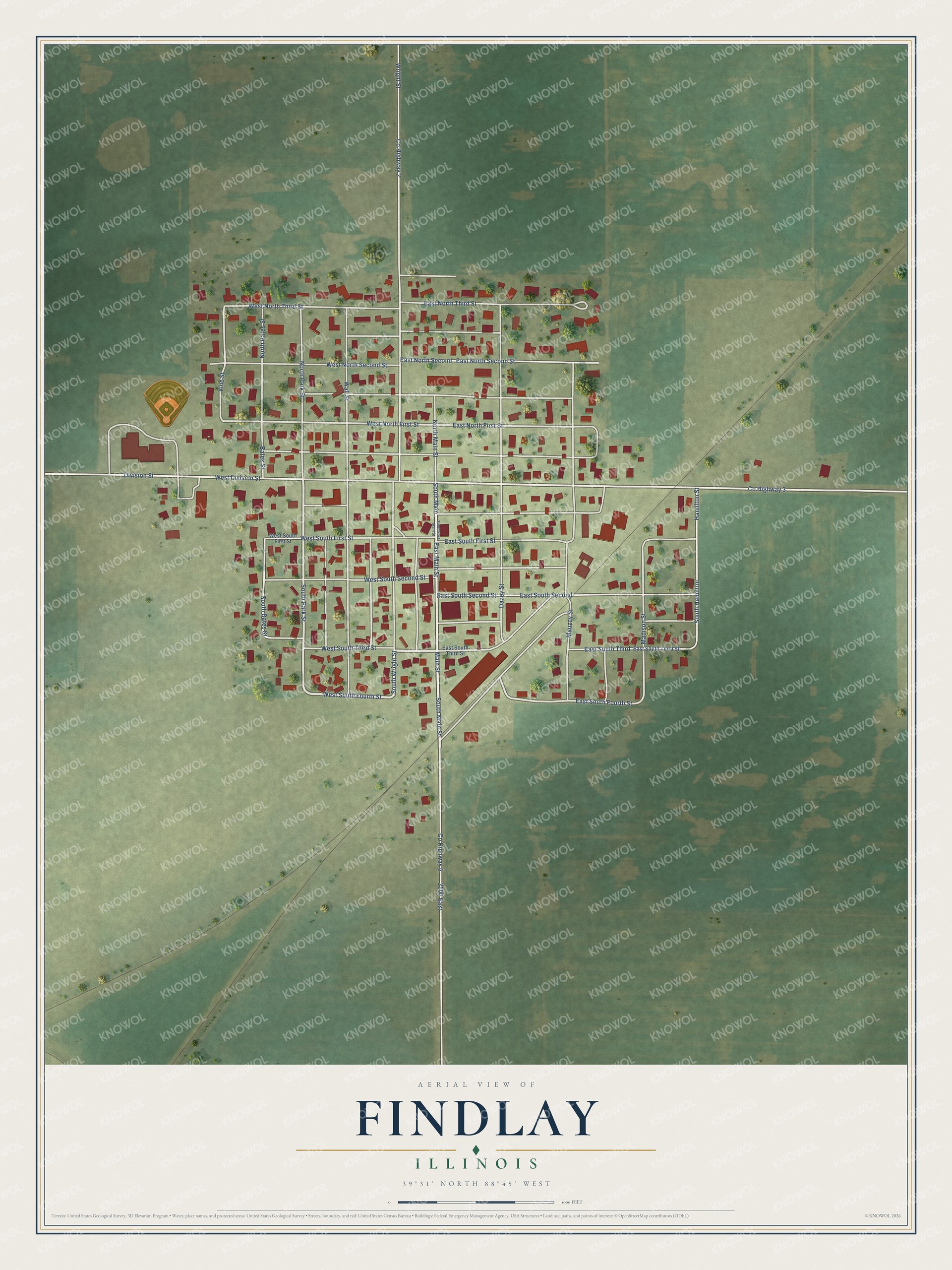 Watermarked full-map preview of Findlay, Illinois
