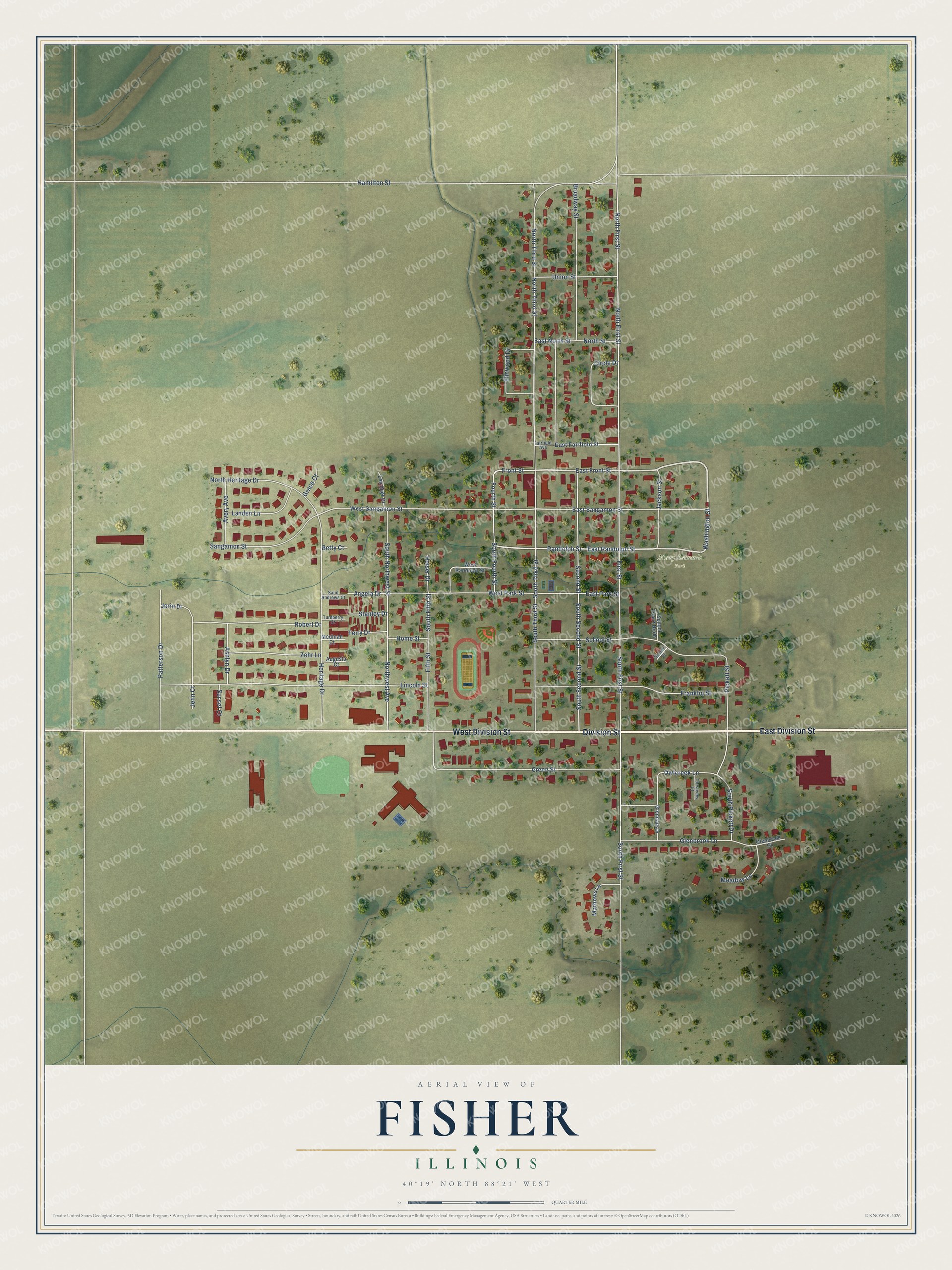 Watermarked full-map preview of Fisher, Illinois