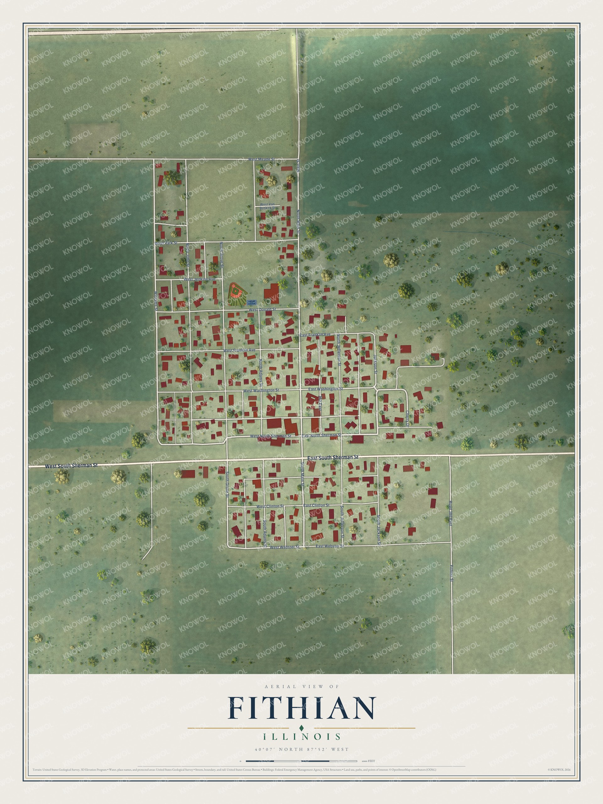 Watermarked full-map preview of Fithian, Illinois