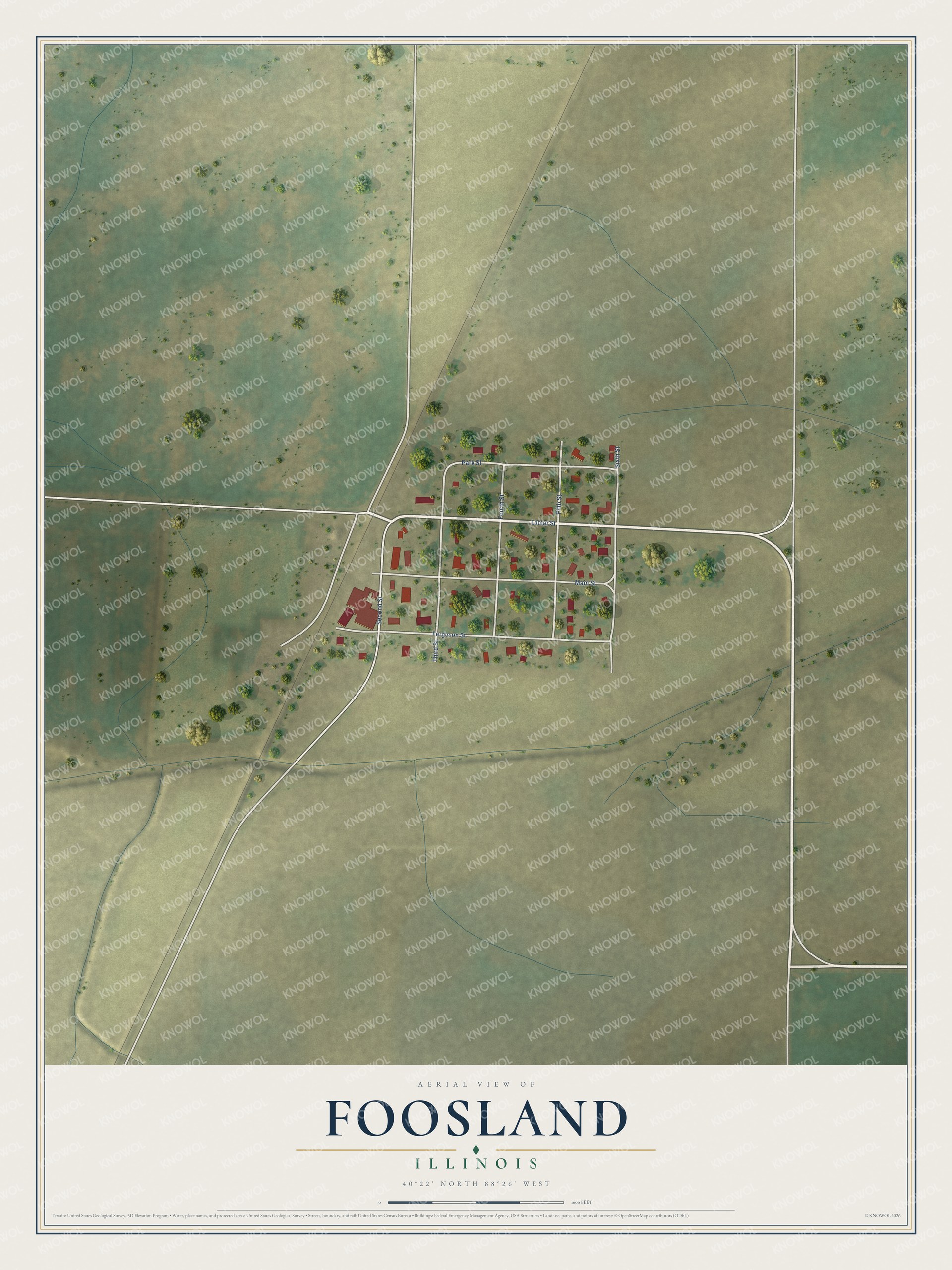 Watermarked full-map preview of Foosland, Illinois
